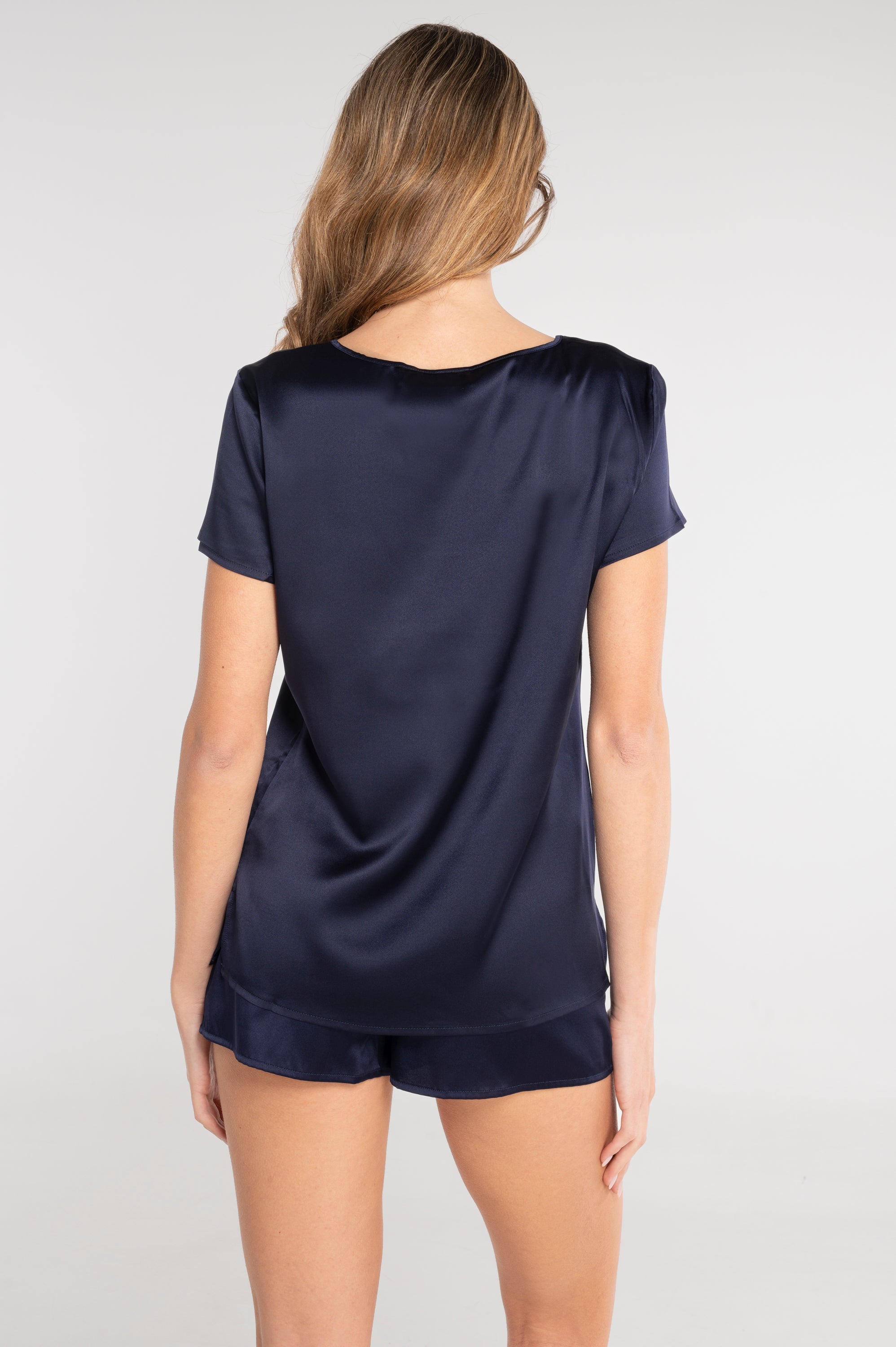 Short-sleeved stretch silk top 10308