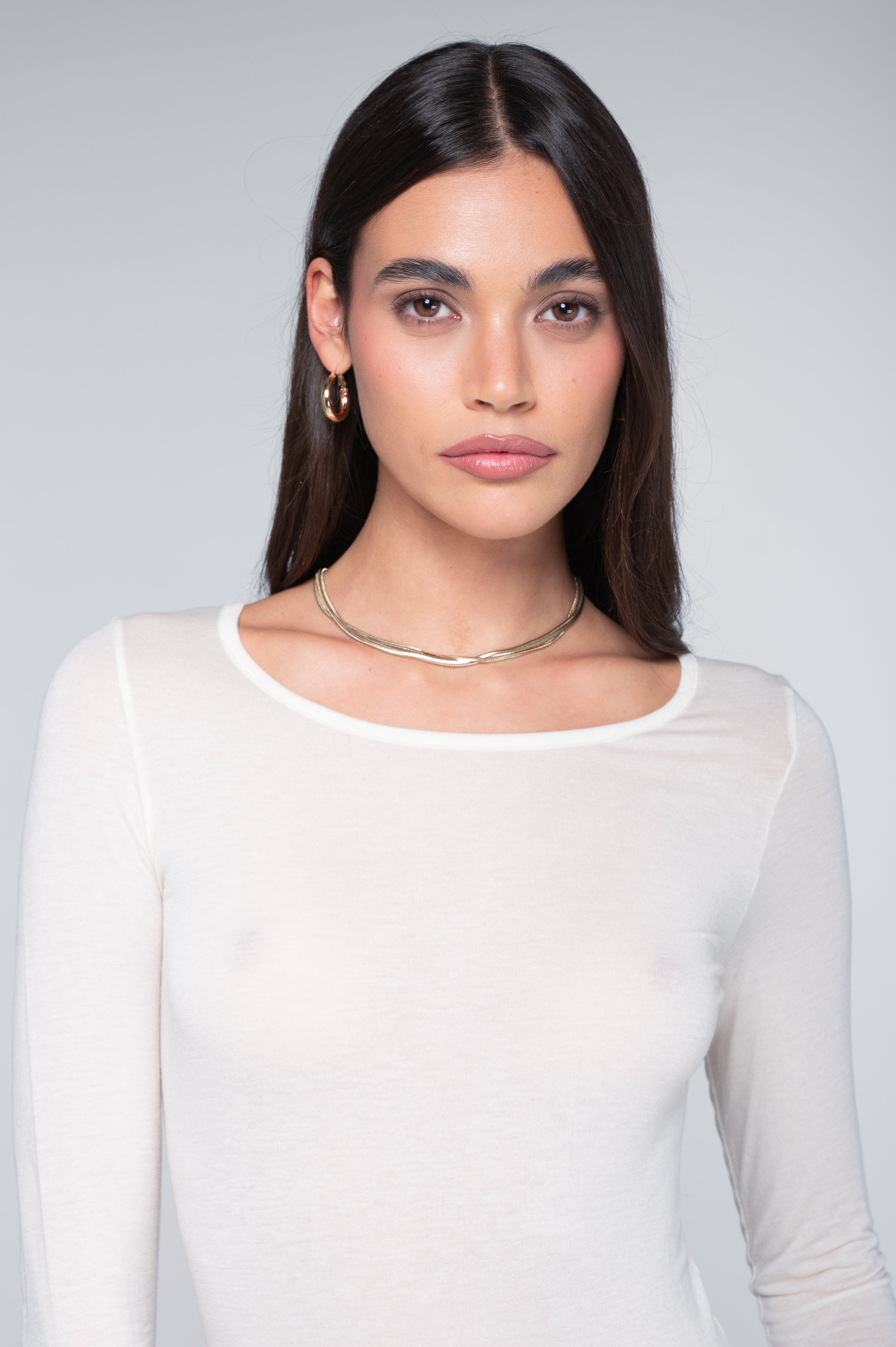 Modal cashmere long sleeves roundneck shirt 1481