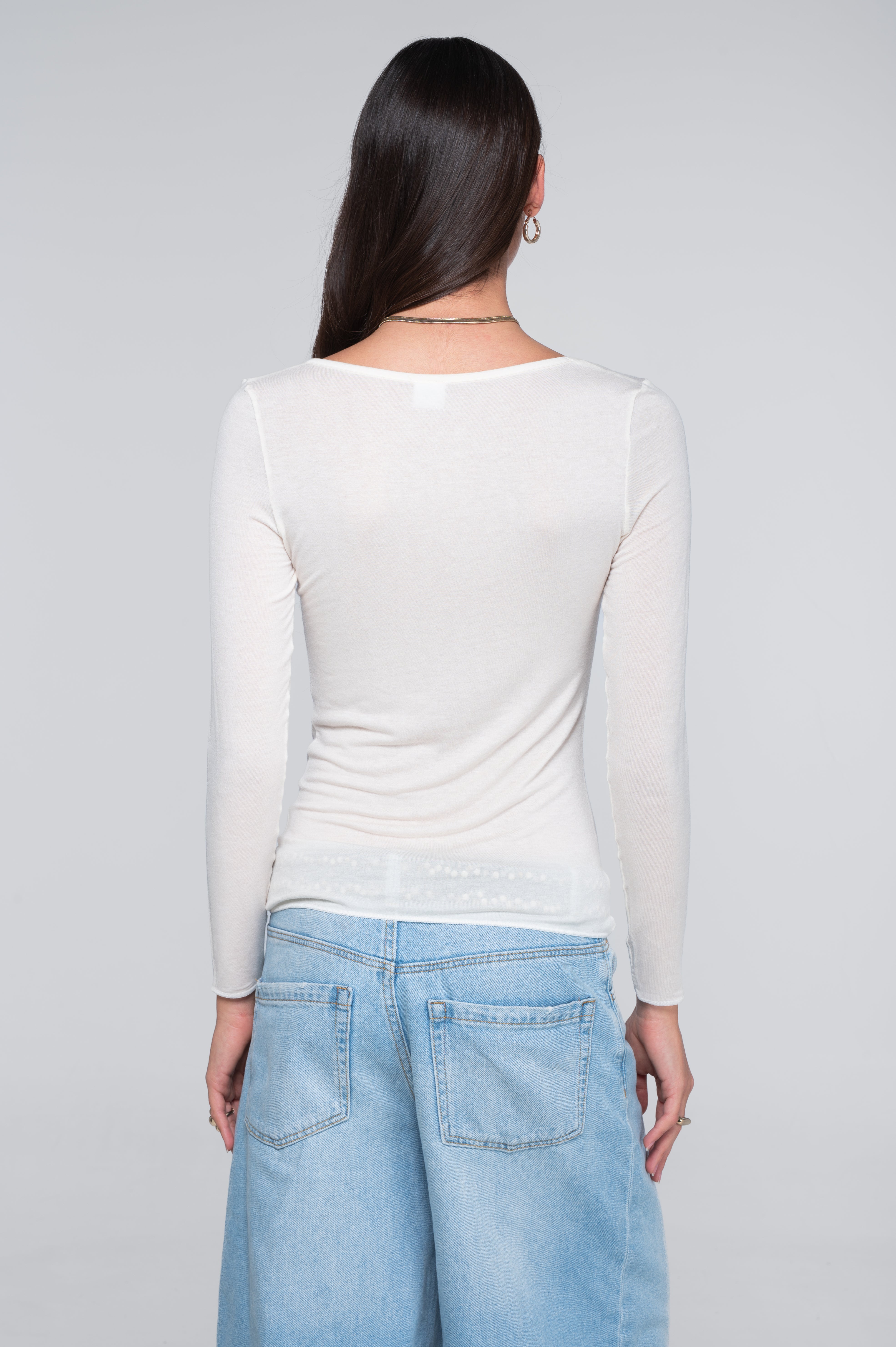 Modal cashmere long sleeves roundneck shirt 1481