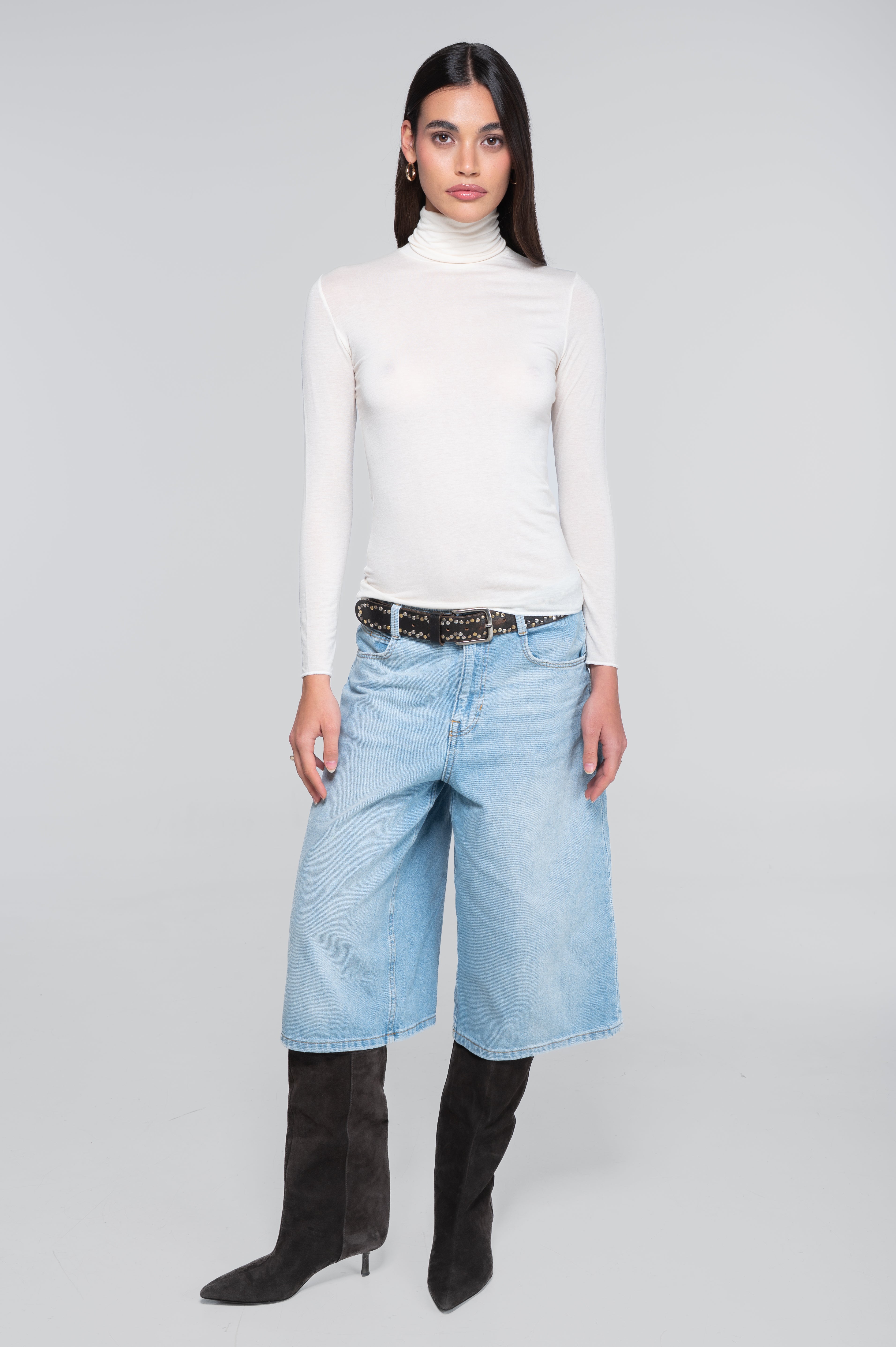 Modal cashmere long sleeves turtleneck shirt 1482