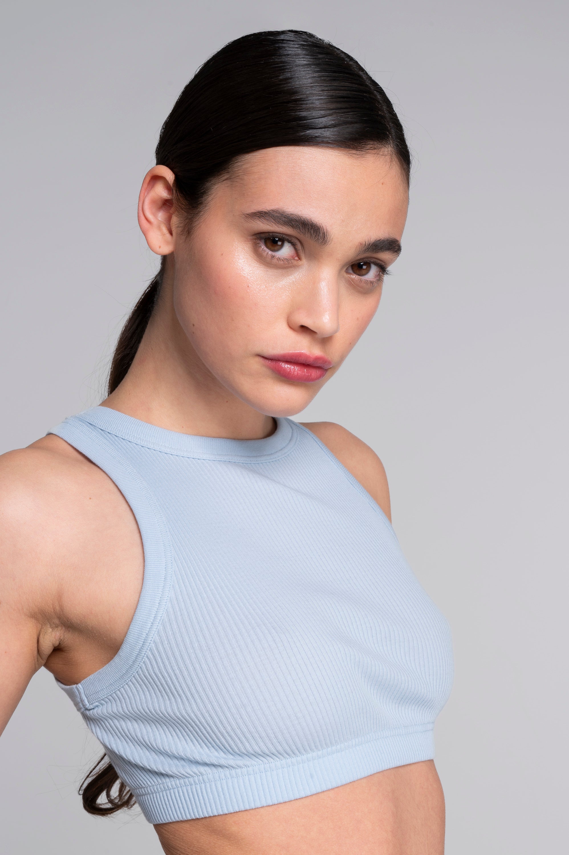 Cotton halterneck crop top 7168