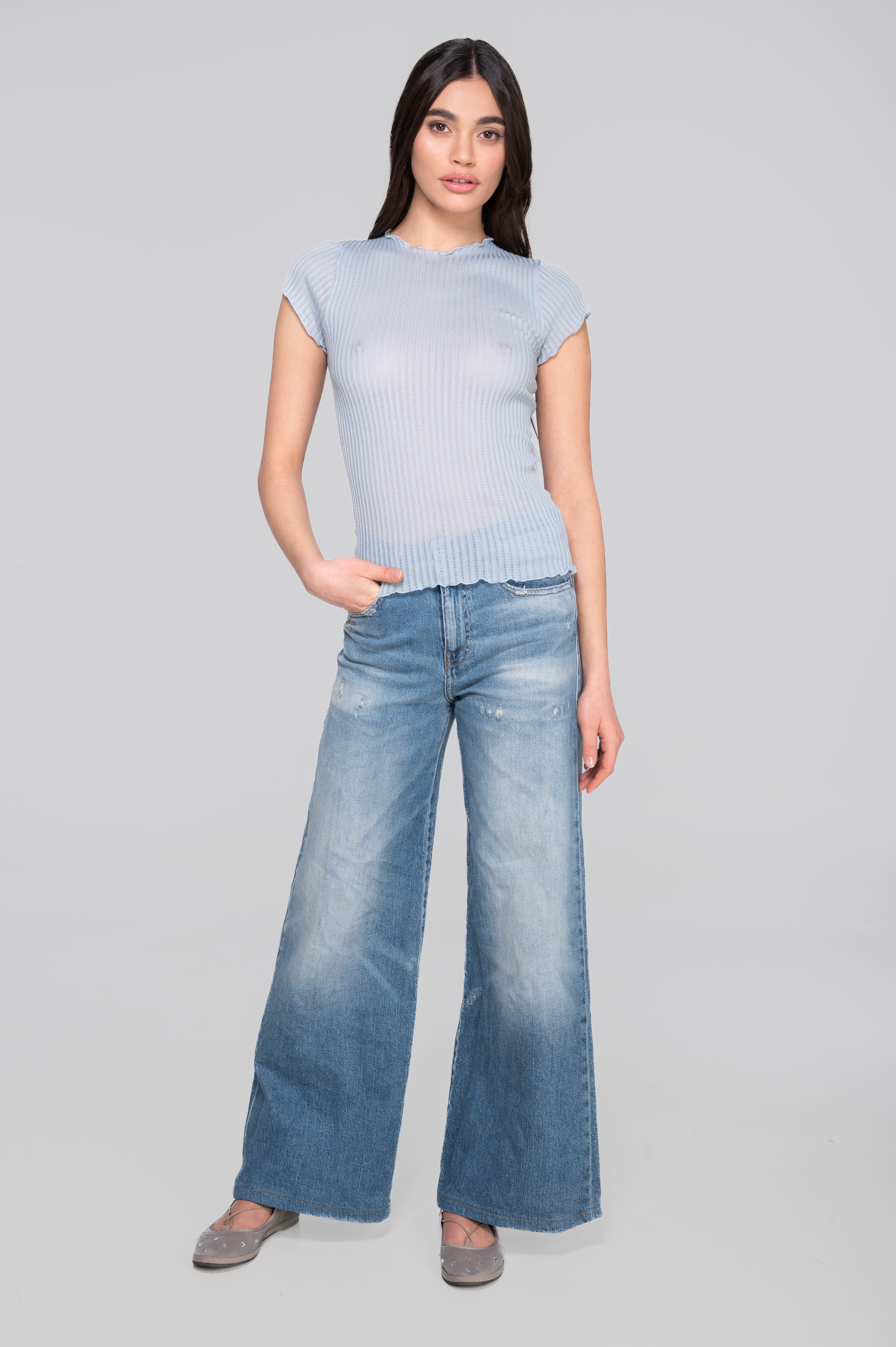 Short sleeves top in ajouré Filoscozia 3117