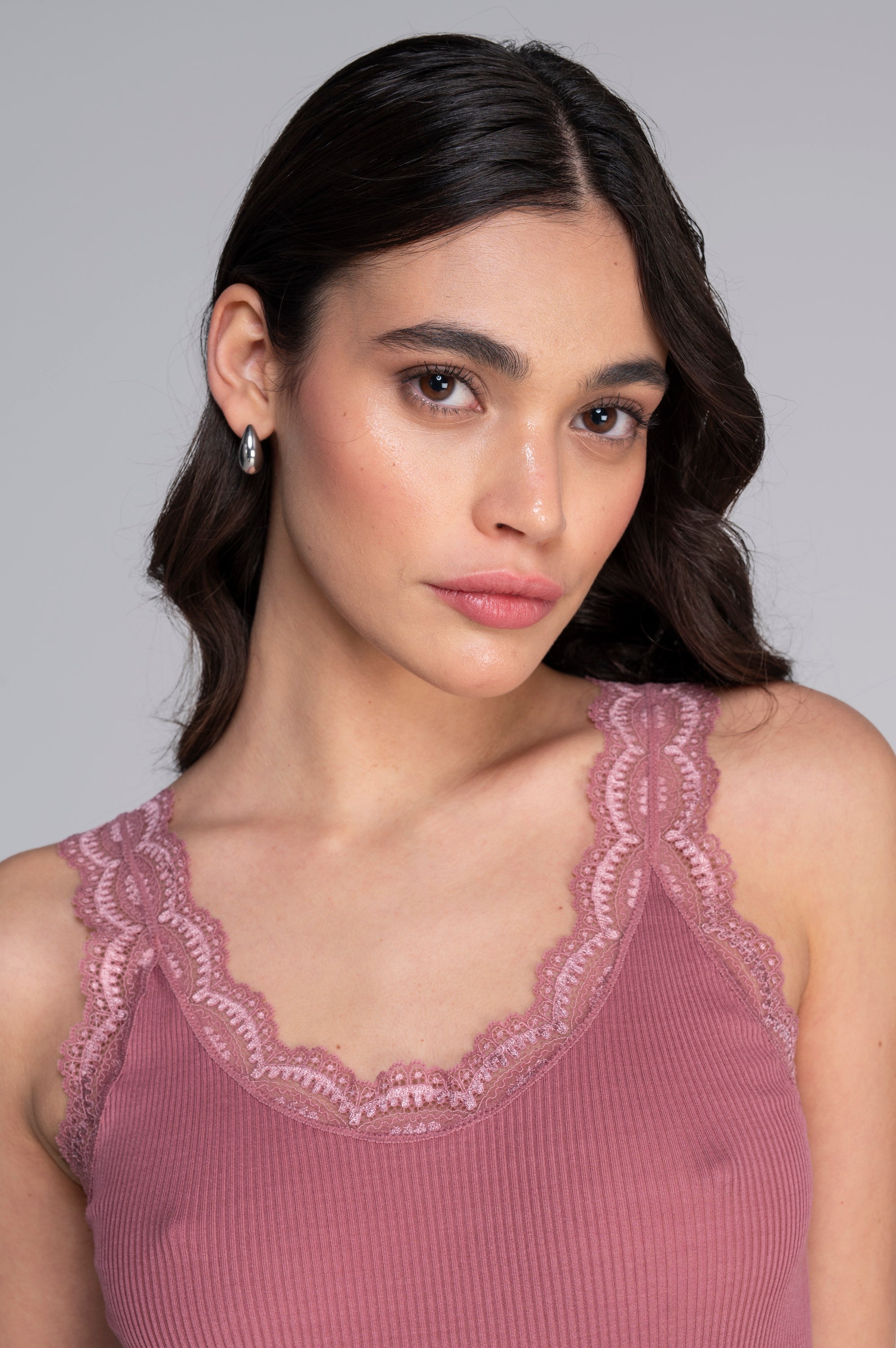 Filoscozia cotton and Leavers lace tank top 3162