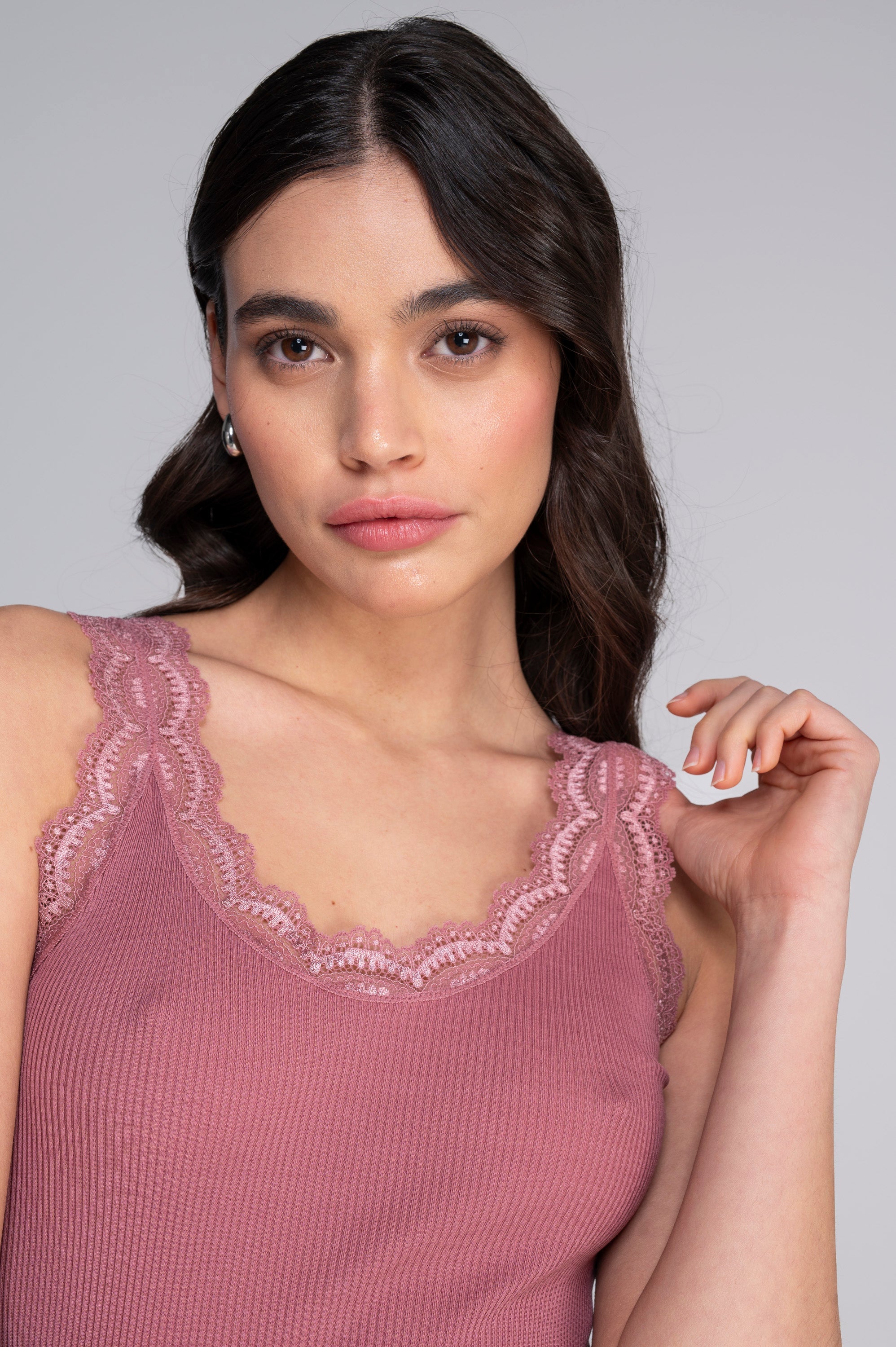Filoscozia cotton and Leavers lace tank top 3162