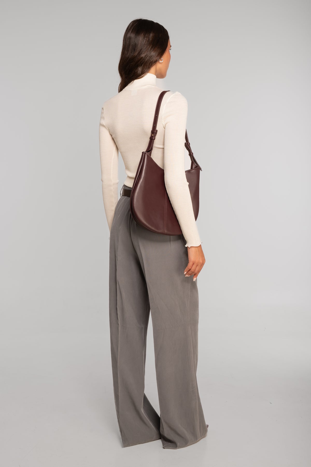 Wool and silk long sleeves mock neck shirt 3429