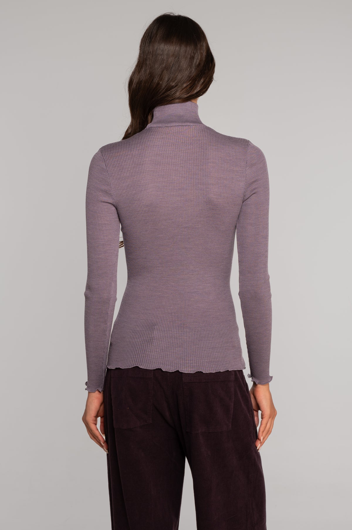 Wool and silk long sleeves mock neck shirt 3429