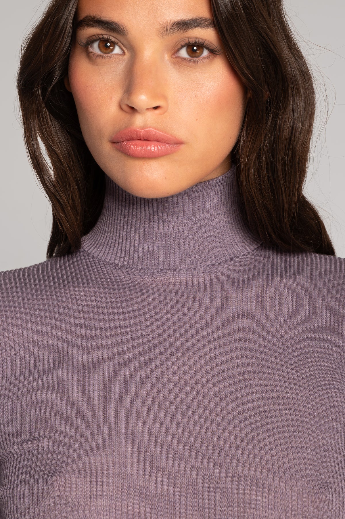 Wool and silk long sleeves mock neck shirt 3429