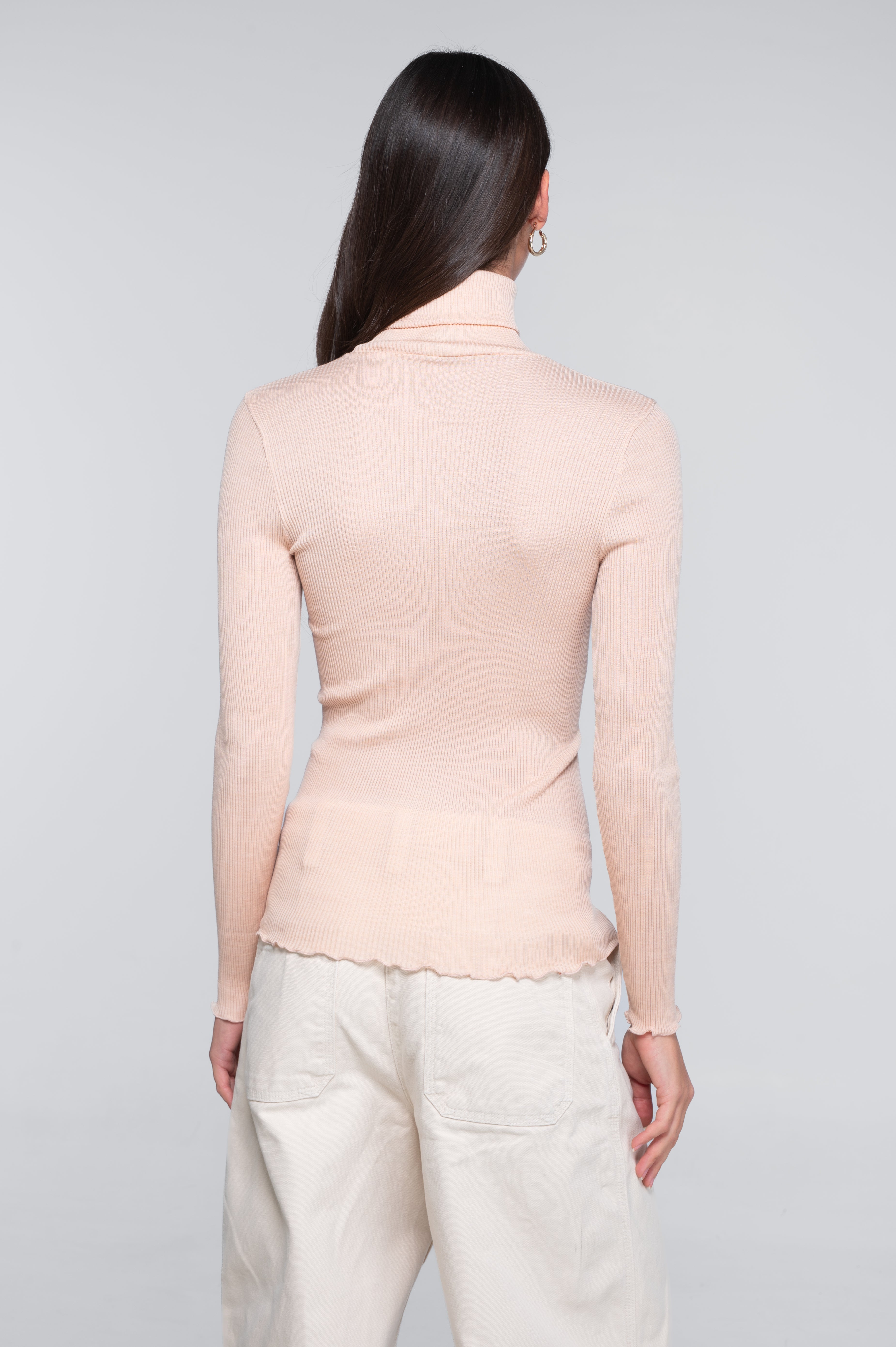 Wool and silk long sleeves turtleneck shirt 3438