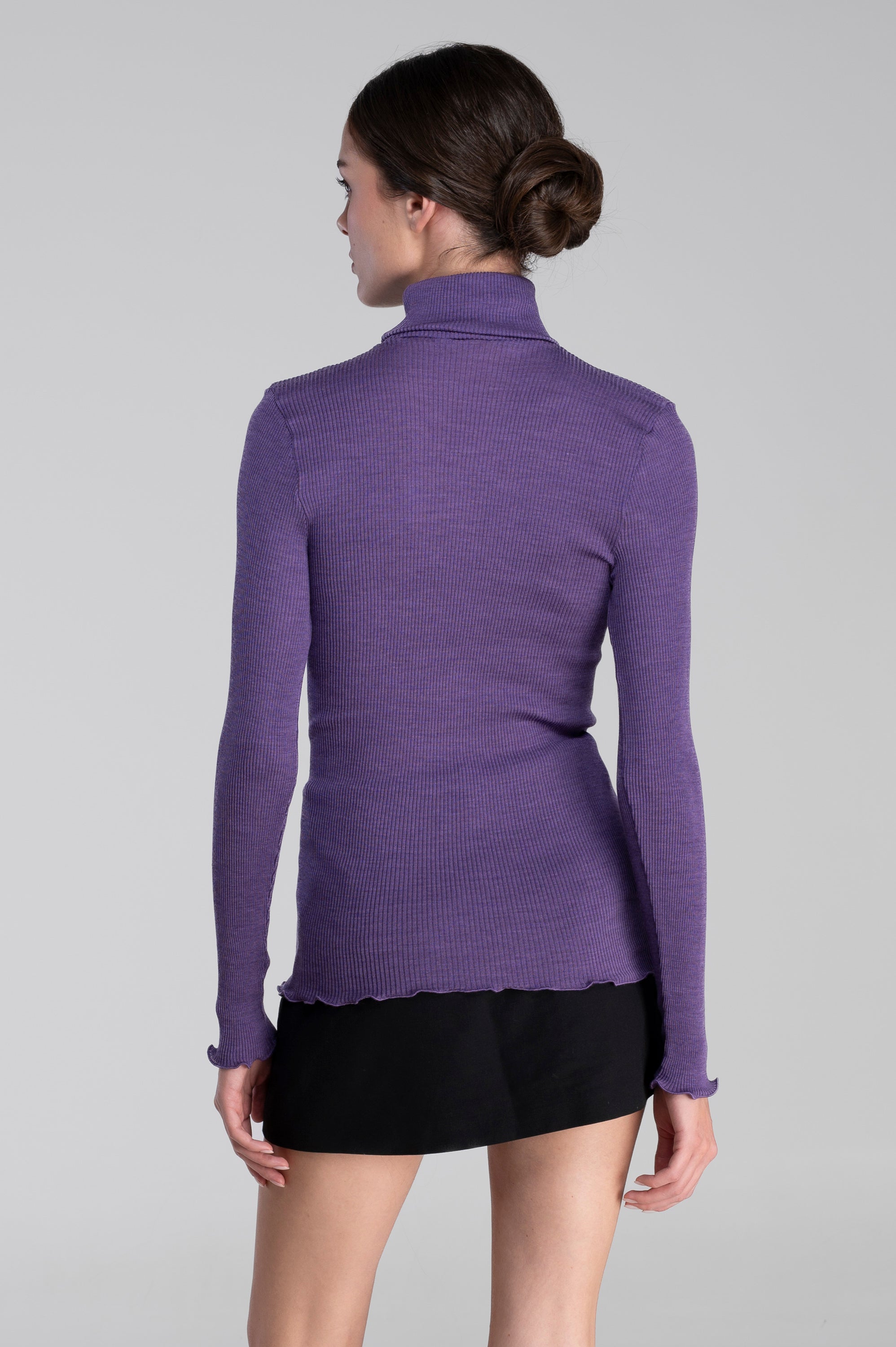 Wool and silk long sleeves turtleneck shirt 3438