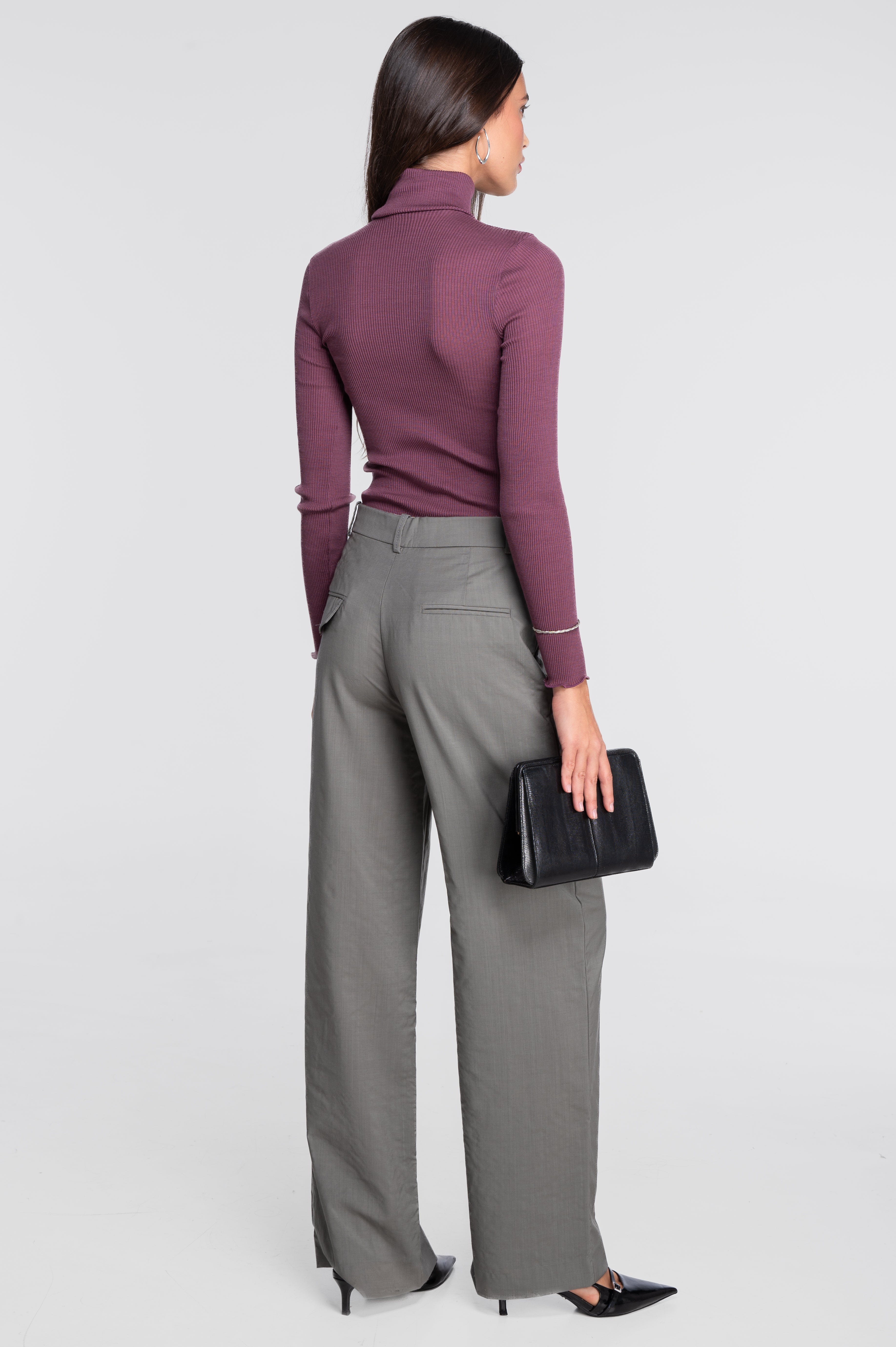 Wool and silk long sleeves turtleneck shirt 3438