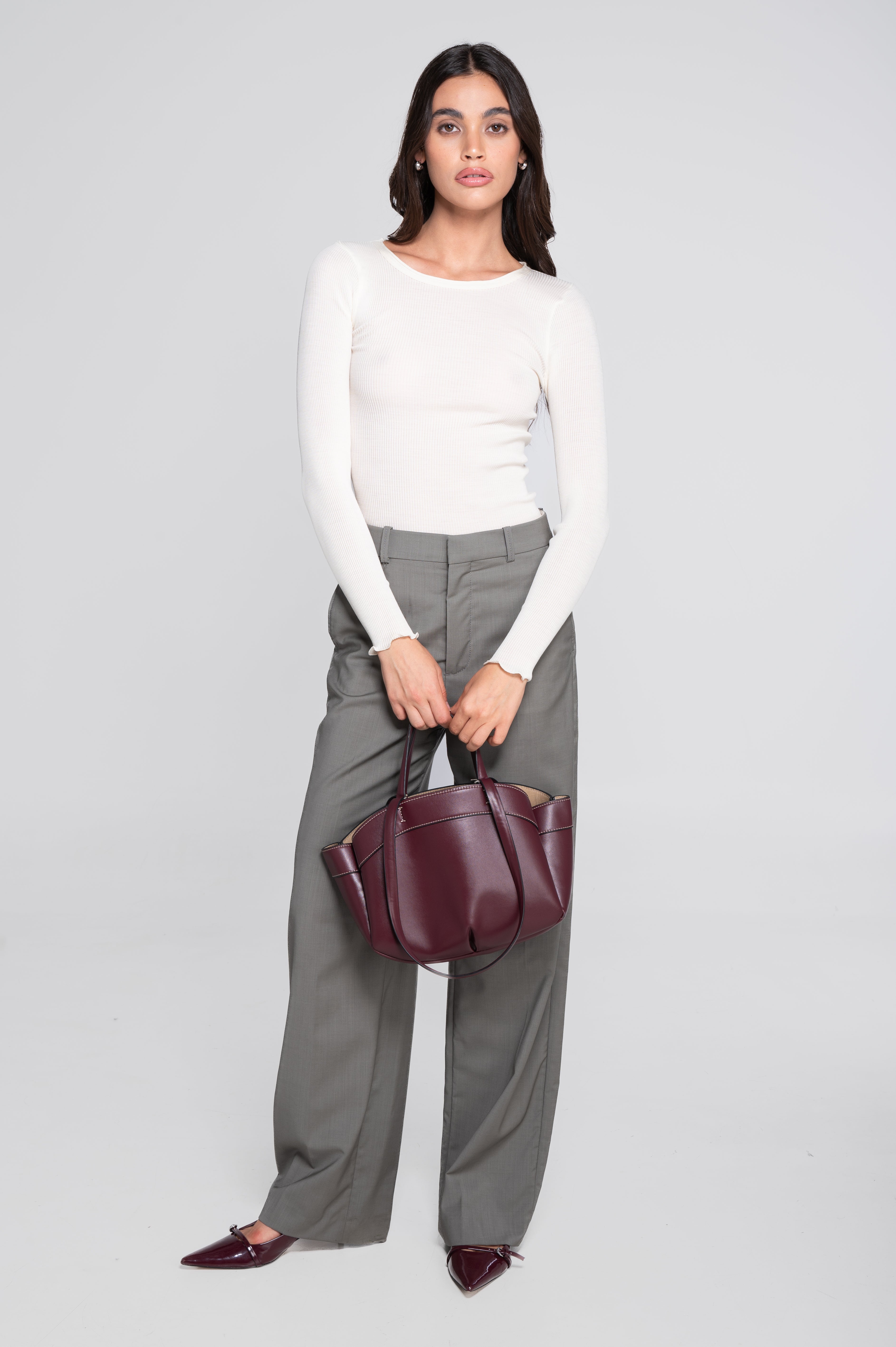 Wool and silk long sleeves roundneck shirt 3446R