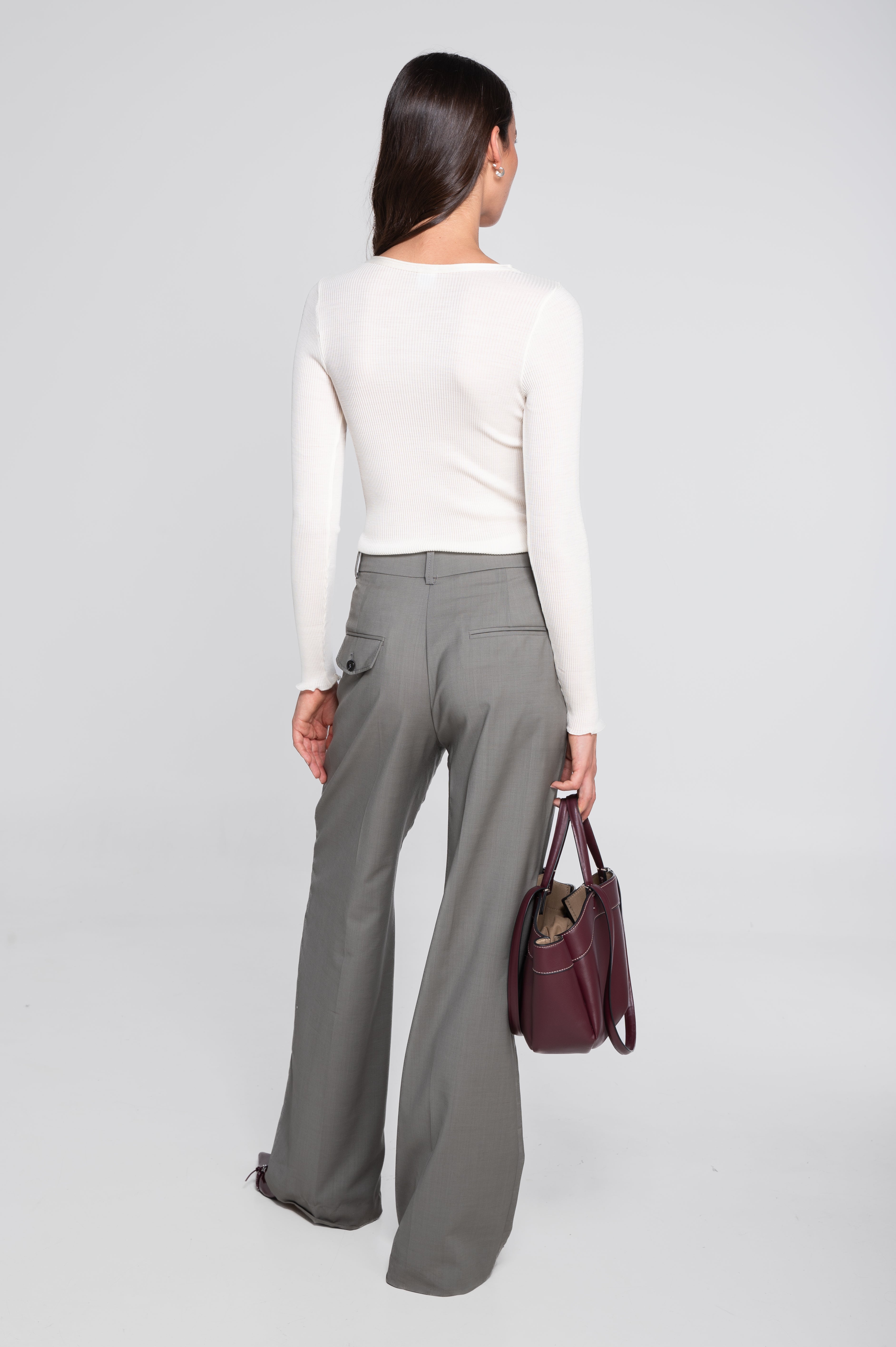 Wool and silk long sleeves roundneck shirt 3446R