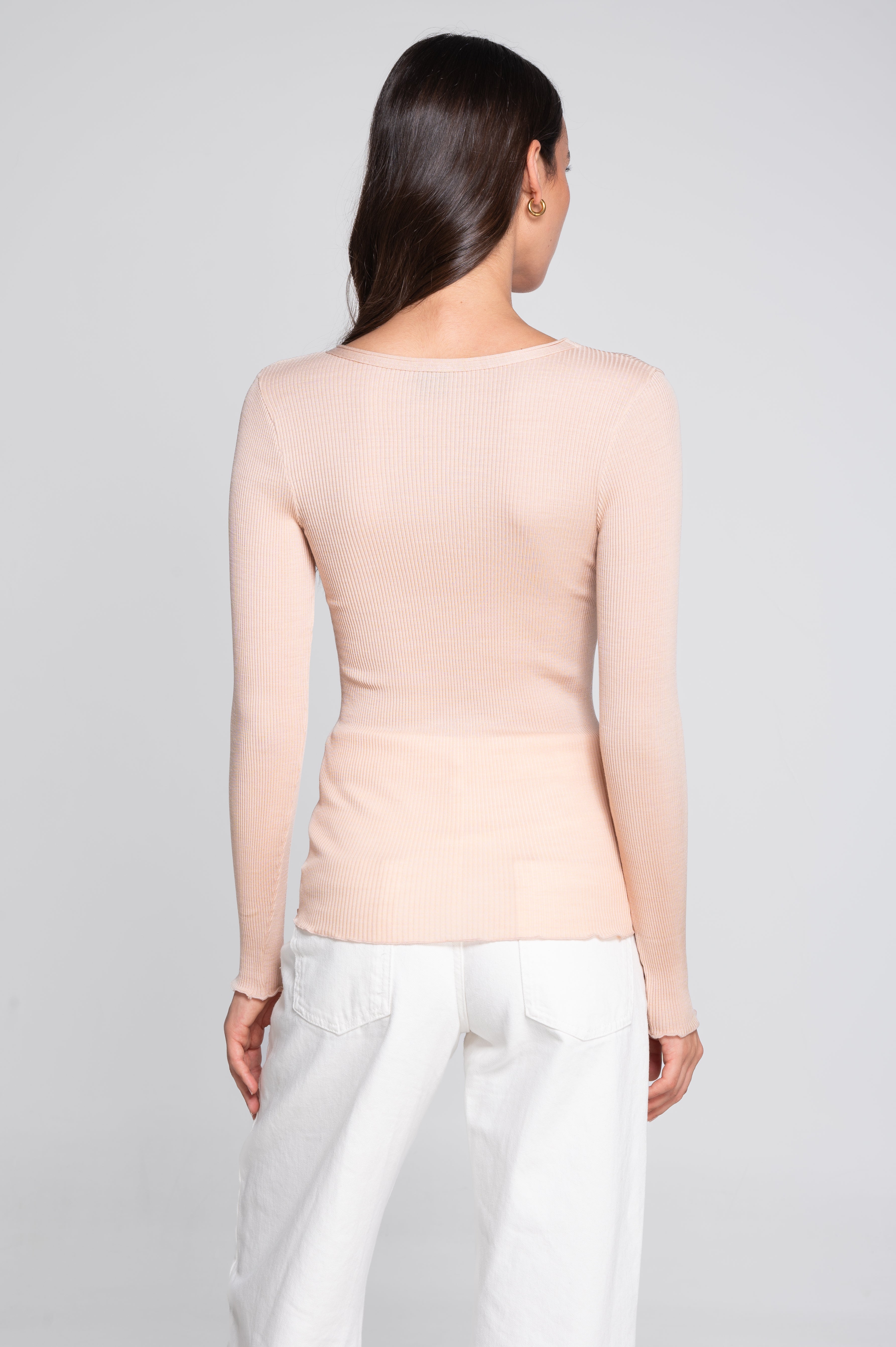 Wool and silk long sleeves roundneck shirt 3446R