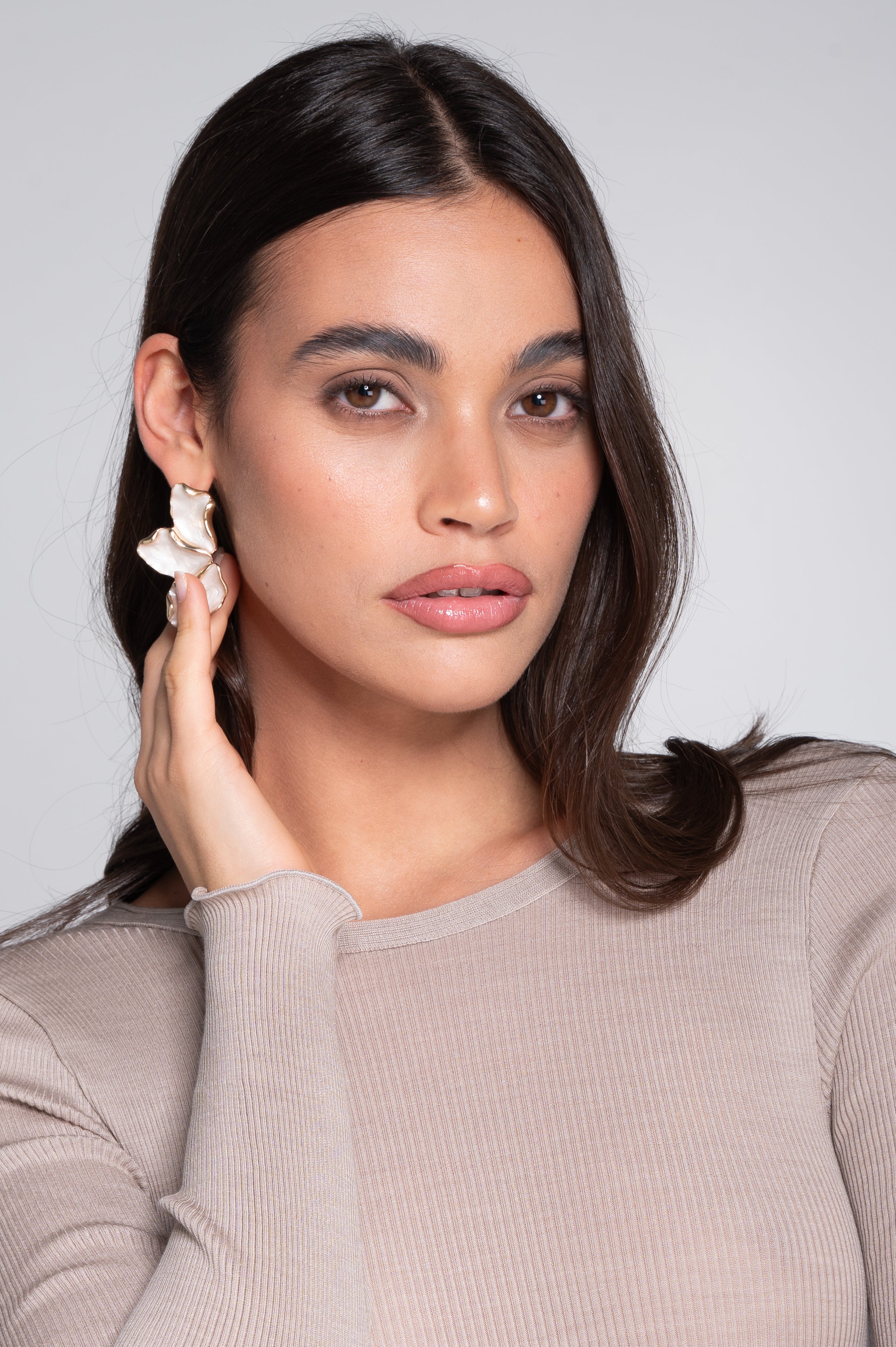 Wool and silk long sleeves roundneck shirt 3446R