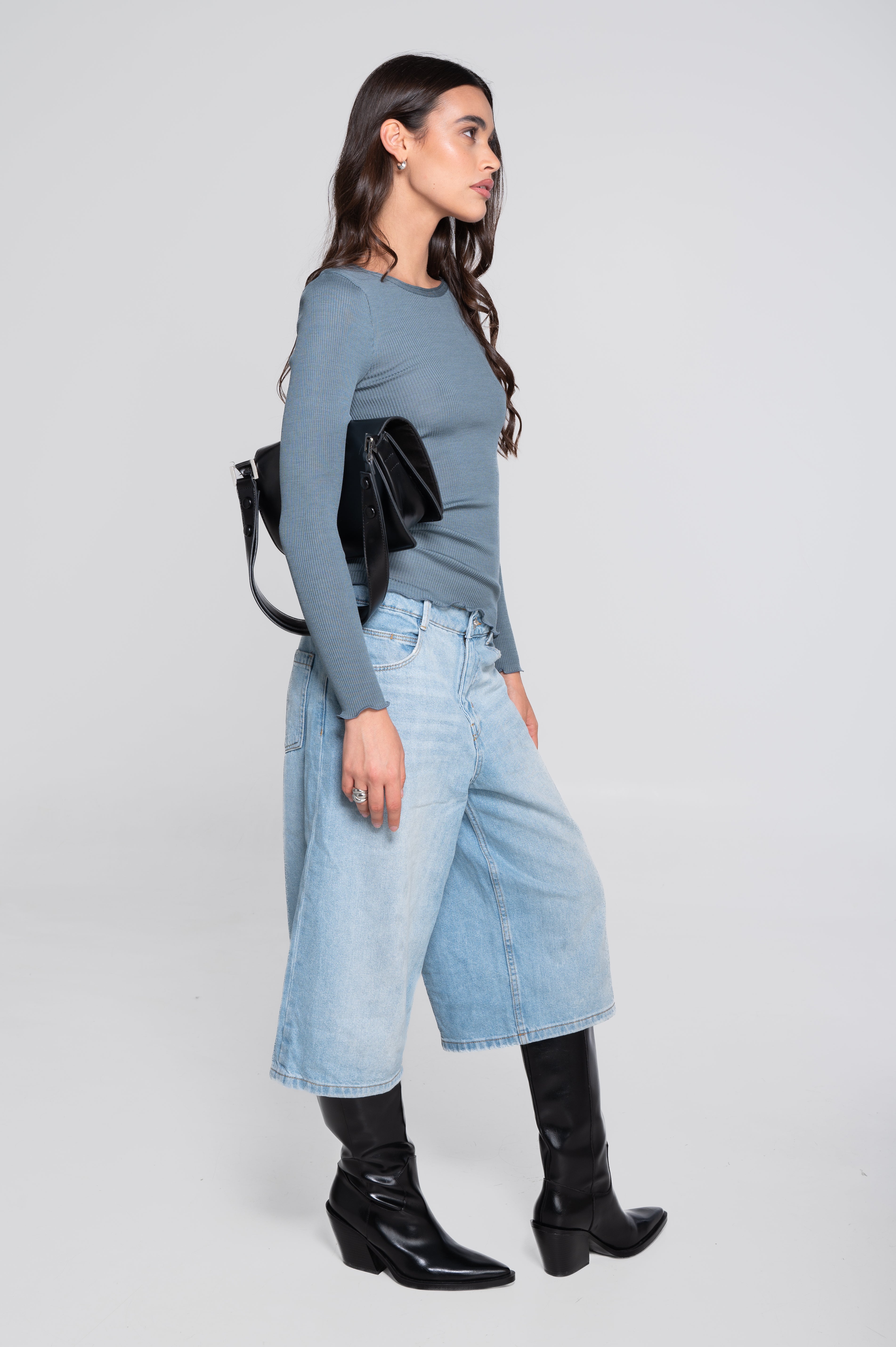 Wool and silk long sleeves roundneck shirt 3446R