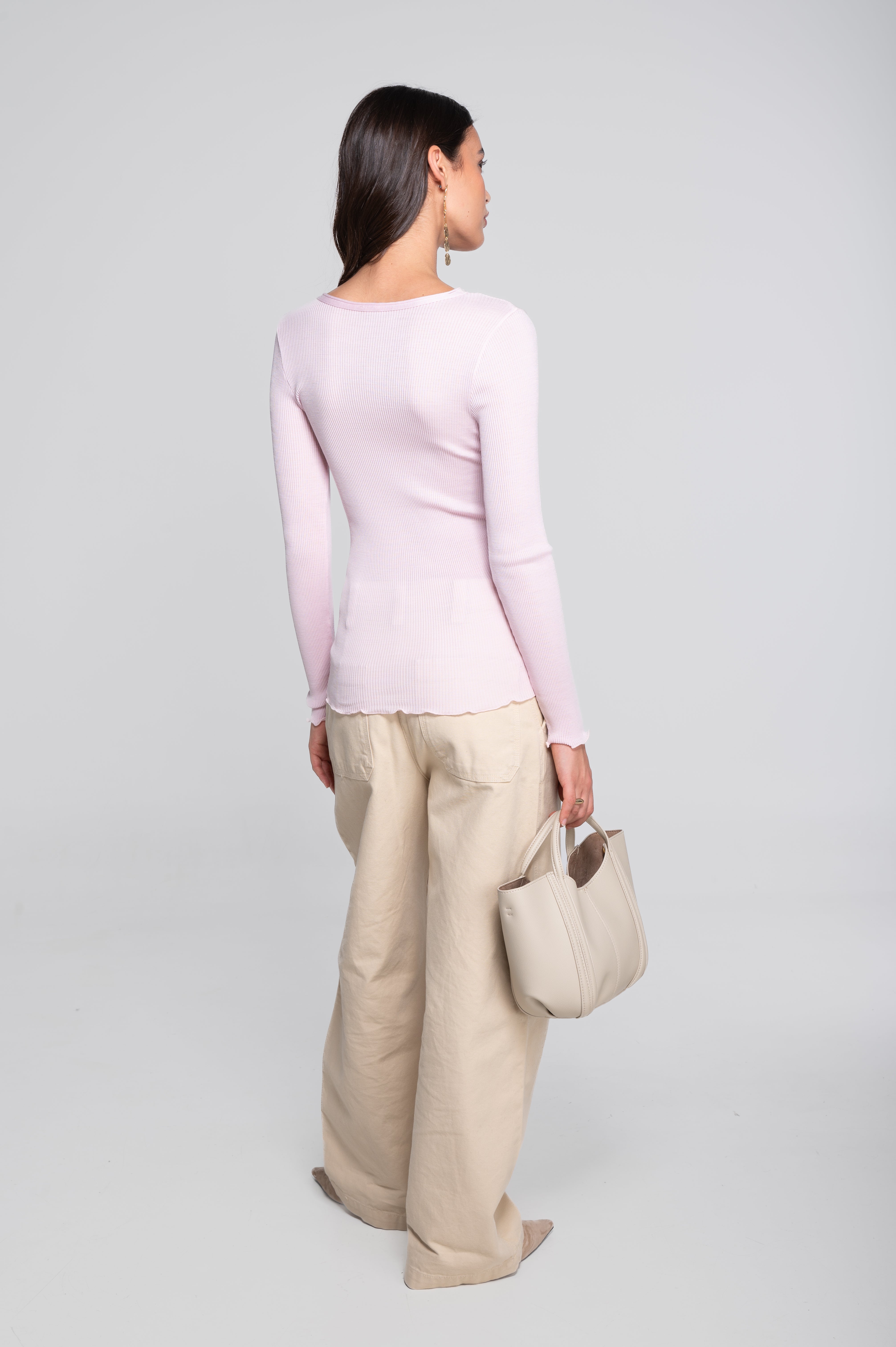 Wool and silk long sleeves roundneck shirt 3446R