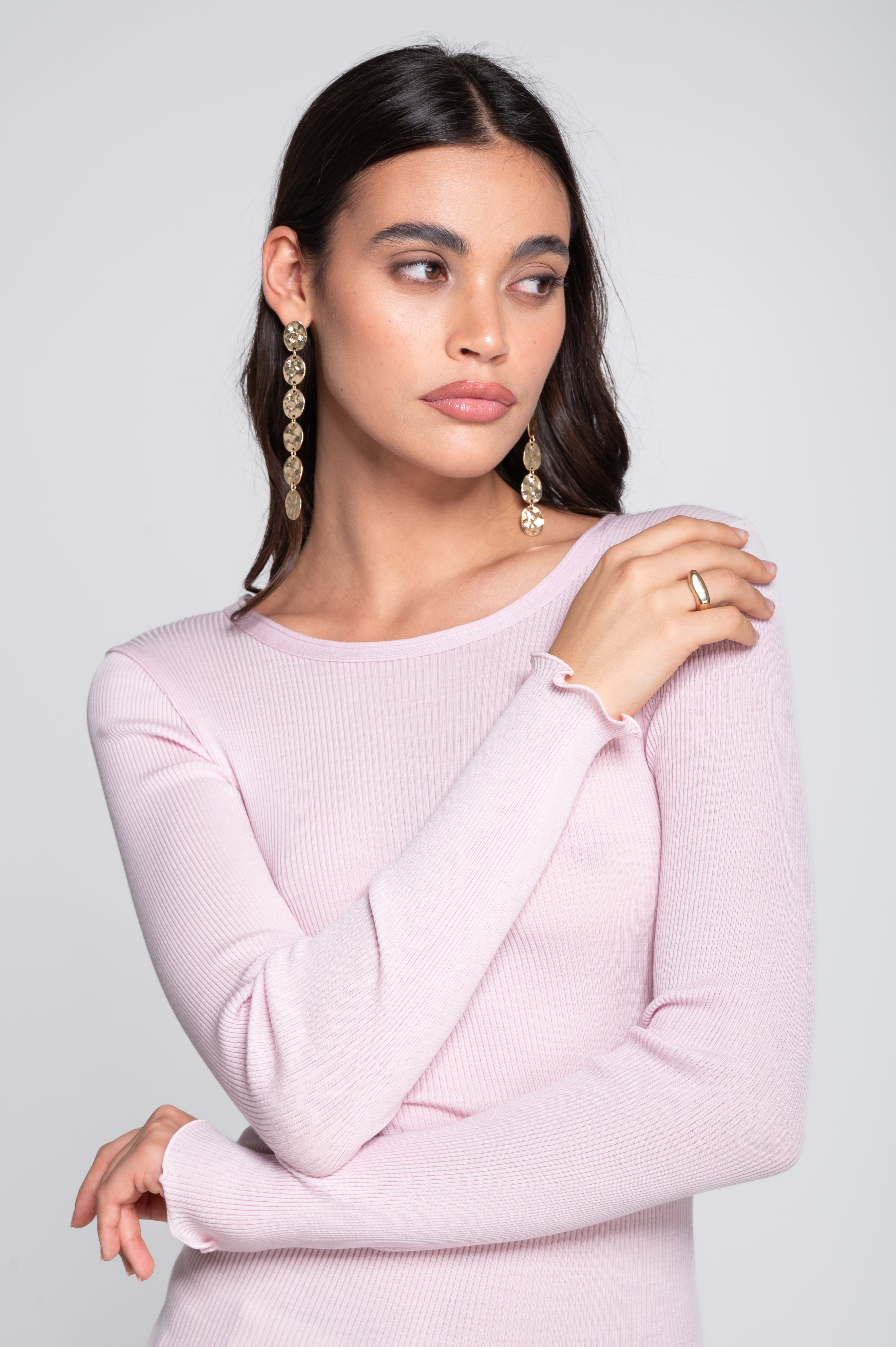 Wool and silk long sleeves roundneck shirt 3446R