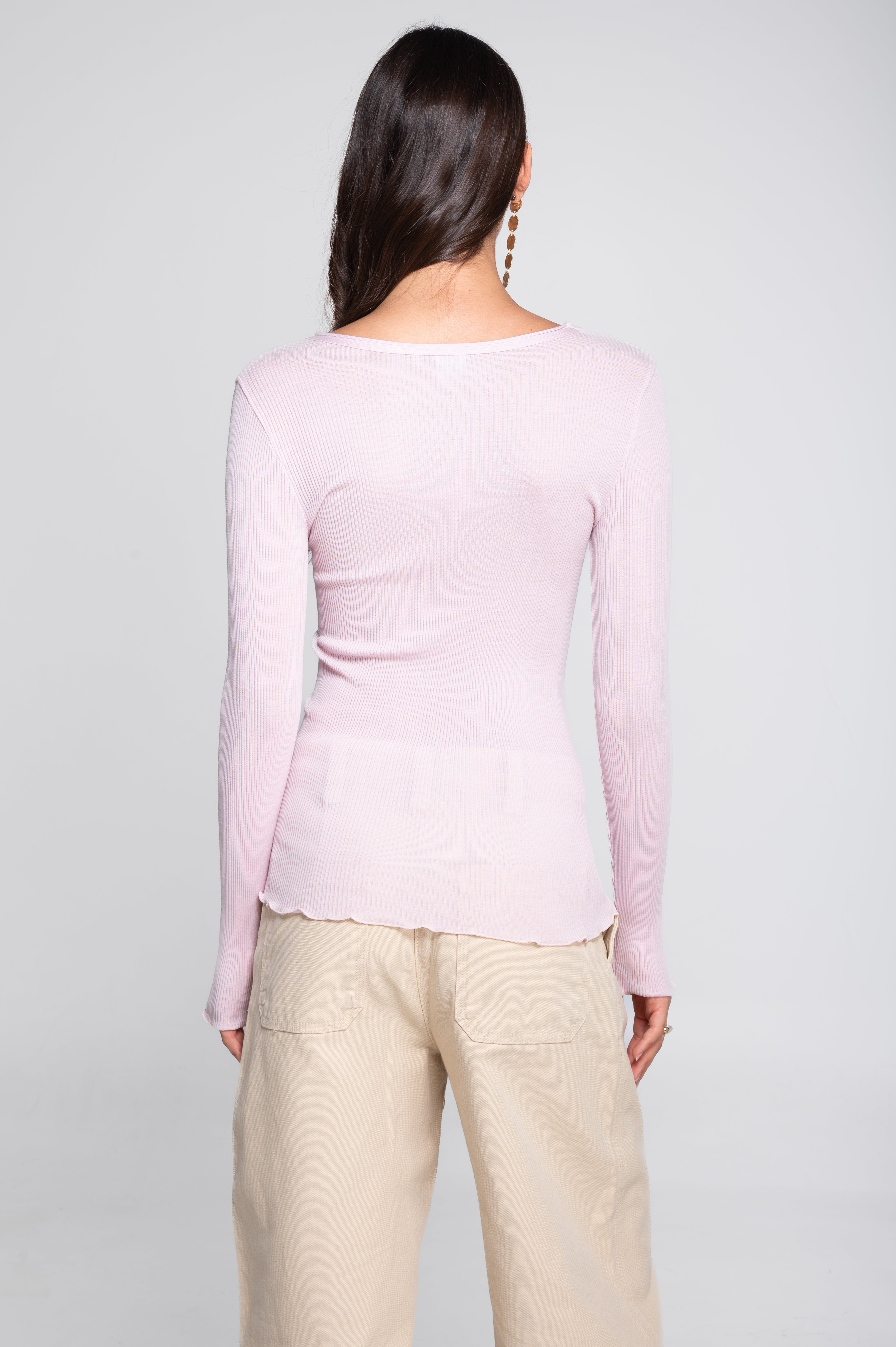 Wool and silk long sleeves roundneck shirt 3446R
