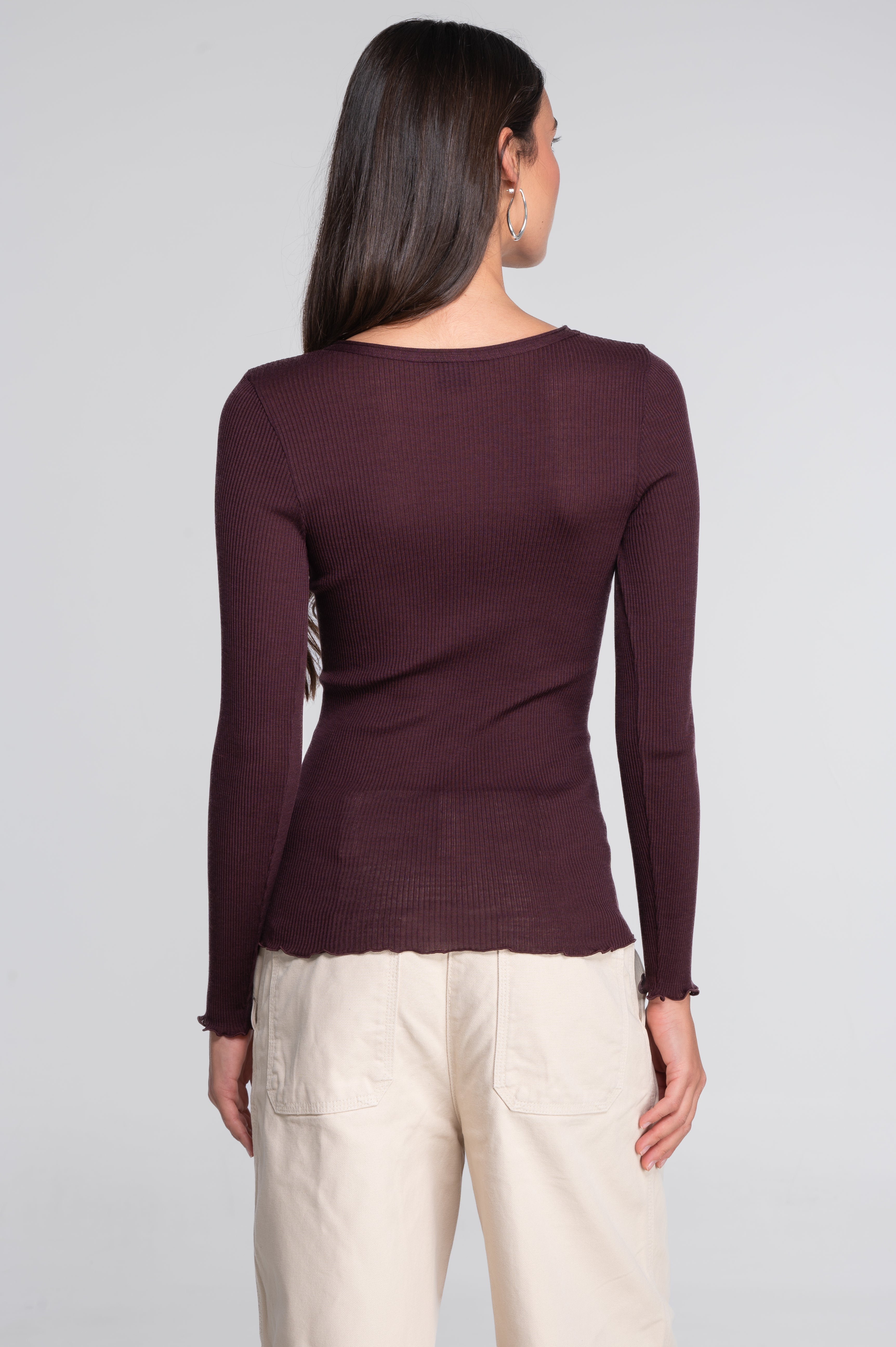 Wool and silk long sleeves roundneck shirt 3446R