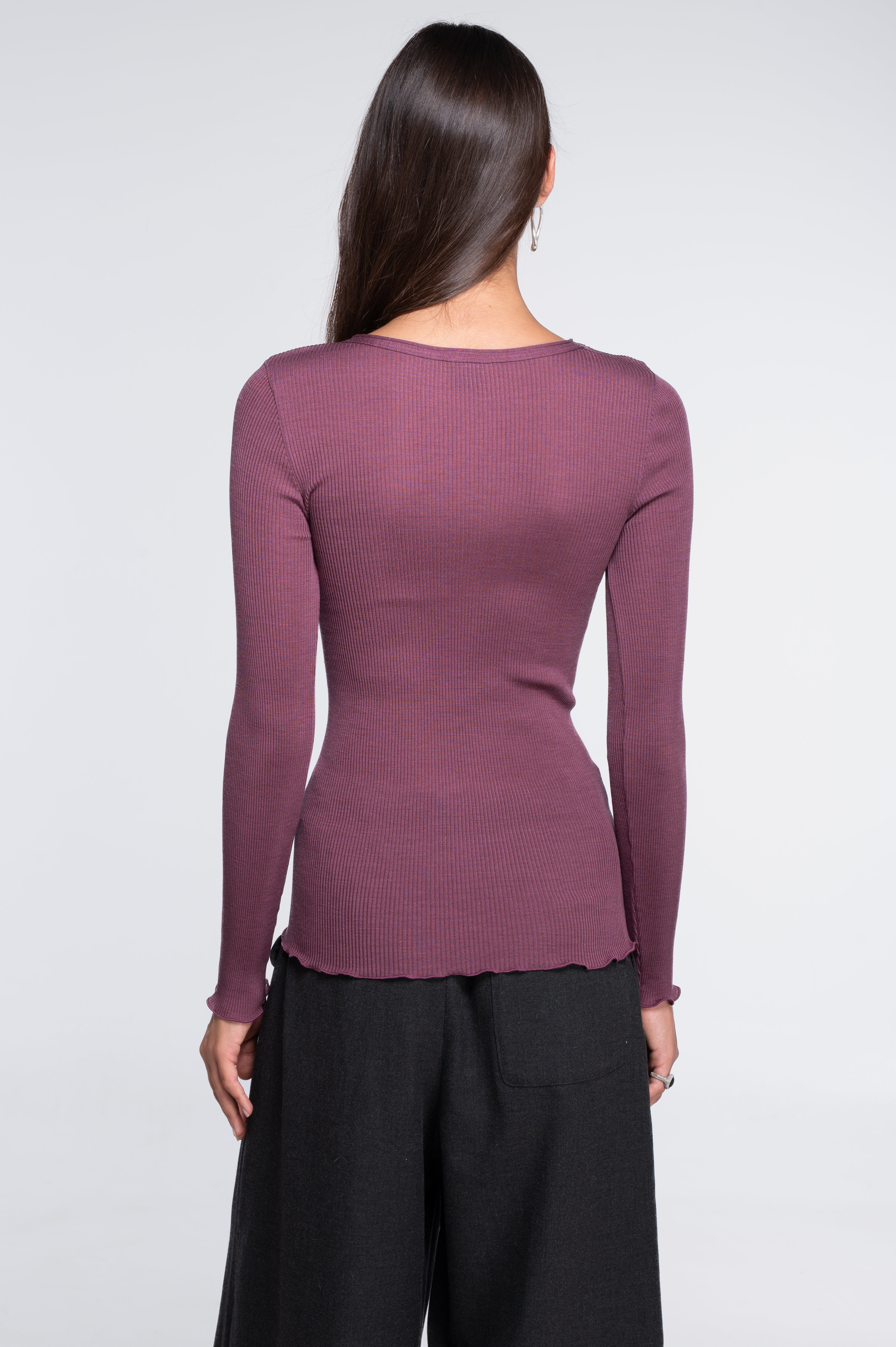 Wool and silk long sleeves roundneck shirt 3446R
