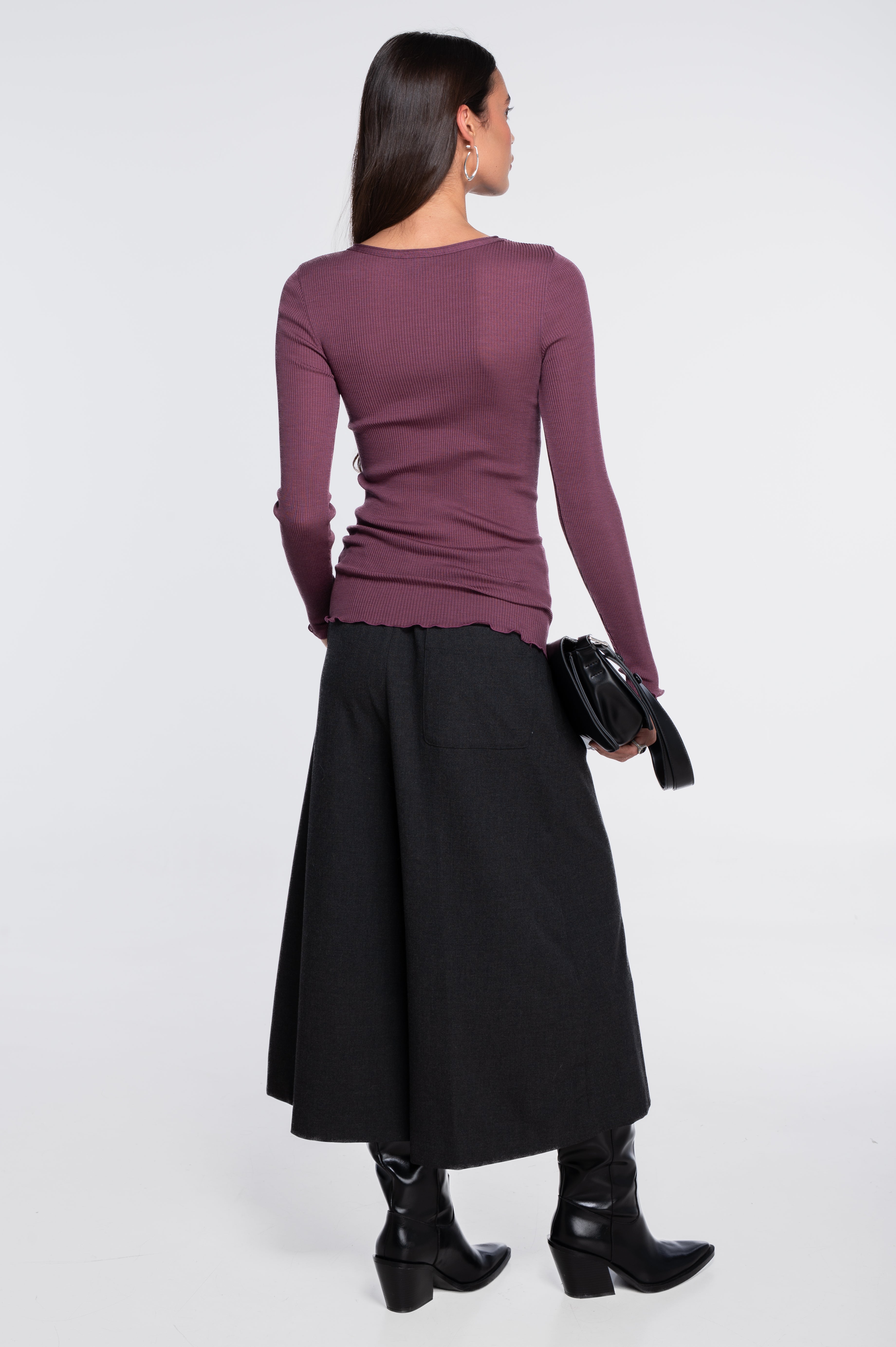 Wool and silk long sleeves roundneck shirt 3446R