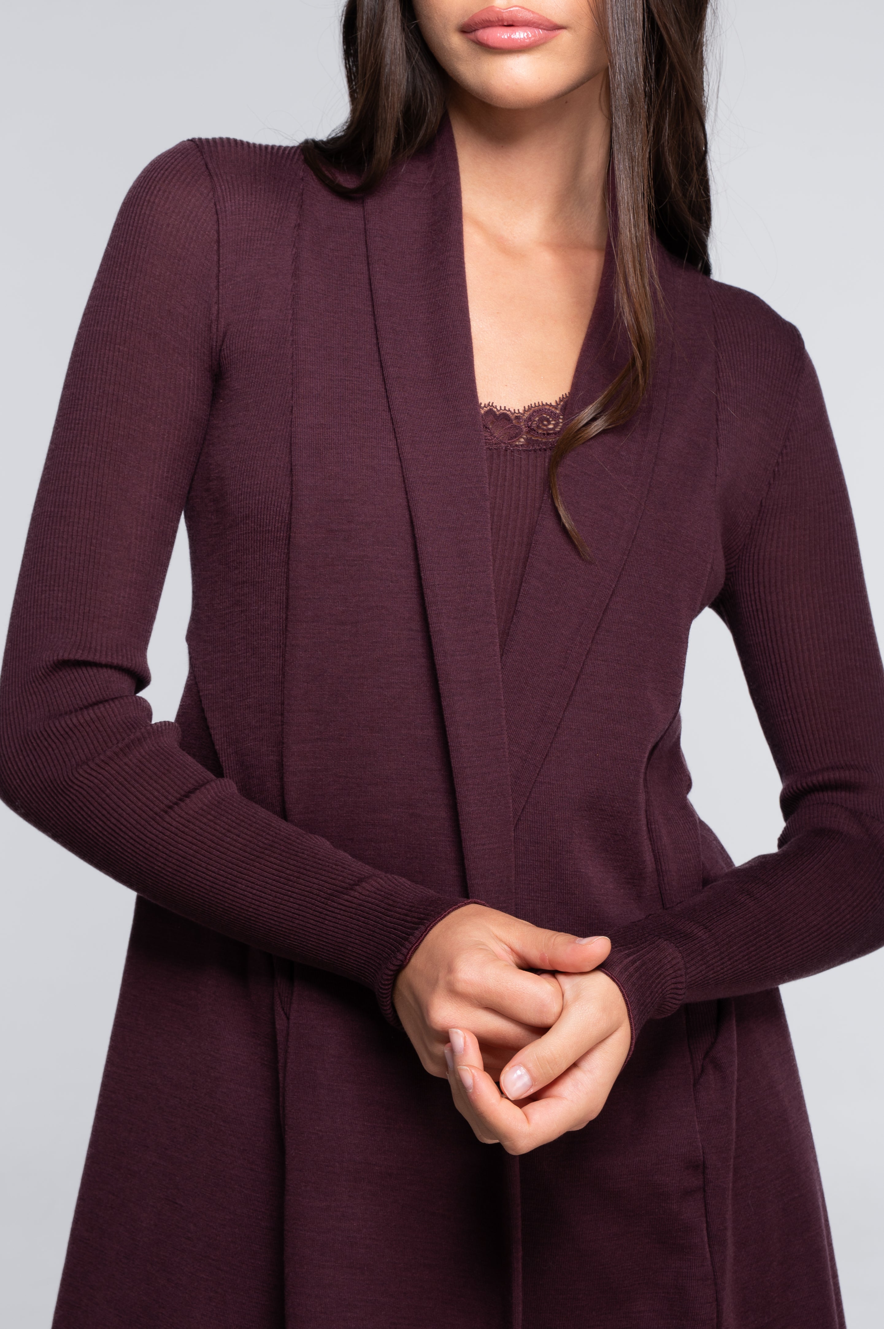 Wool and silk long sleeves cardigan 3463