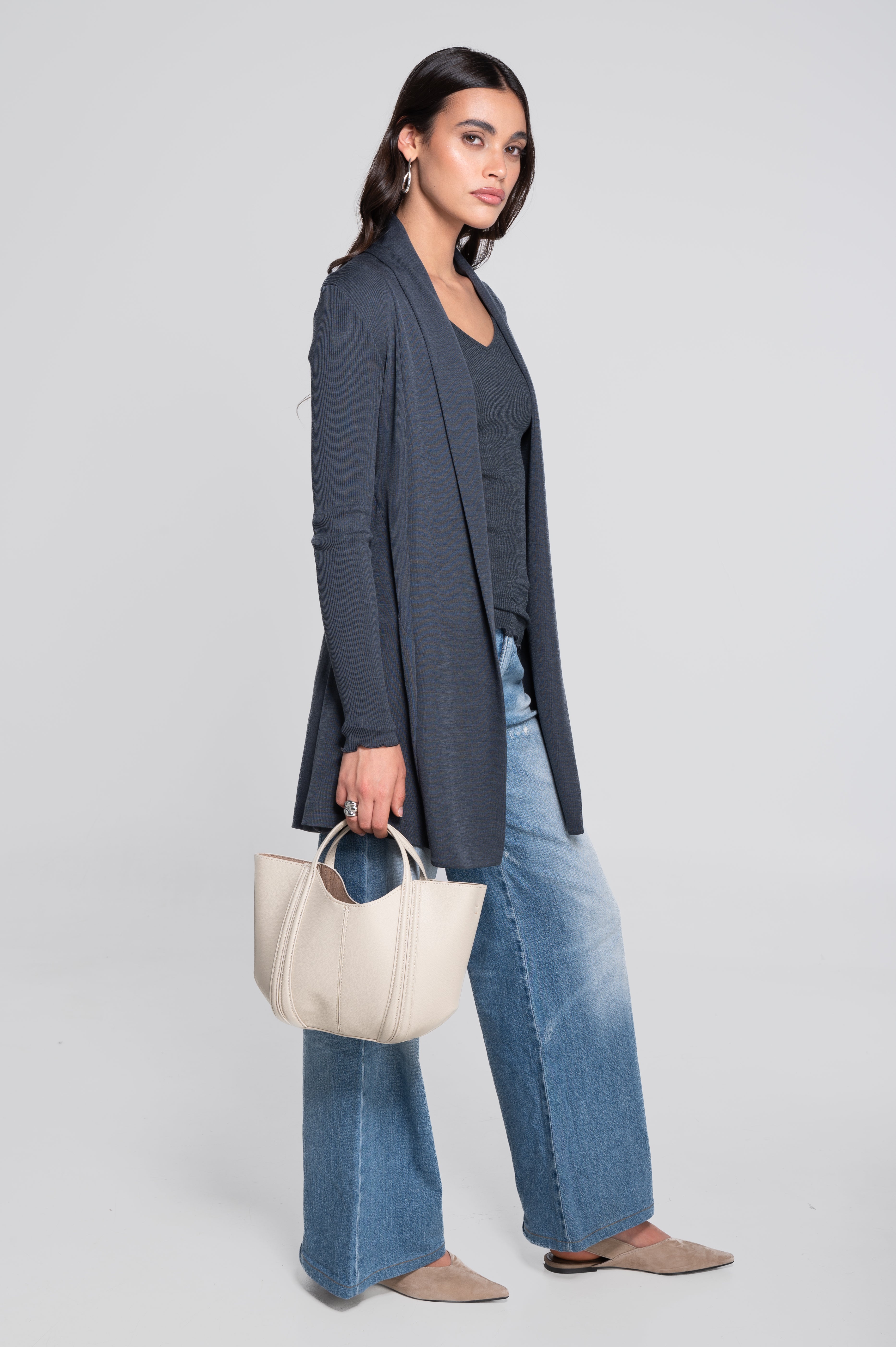 Wool and silk long sleeves cardigan 3463