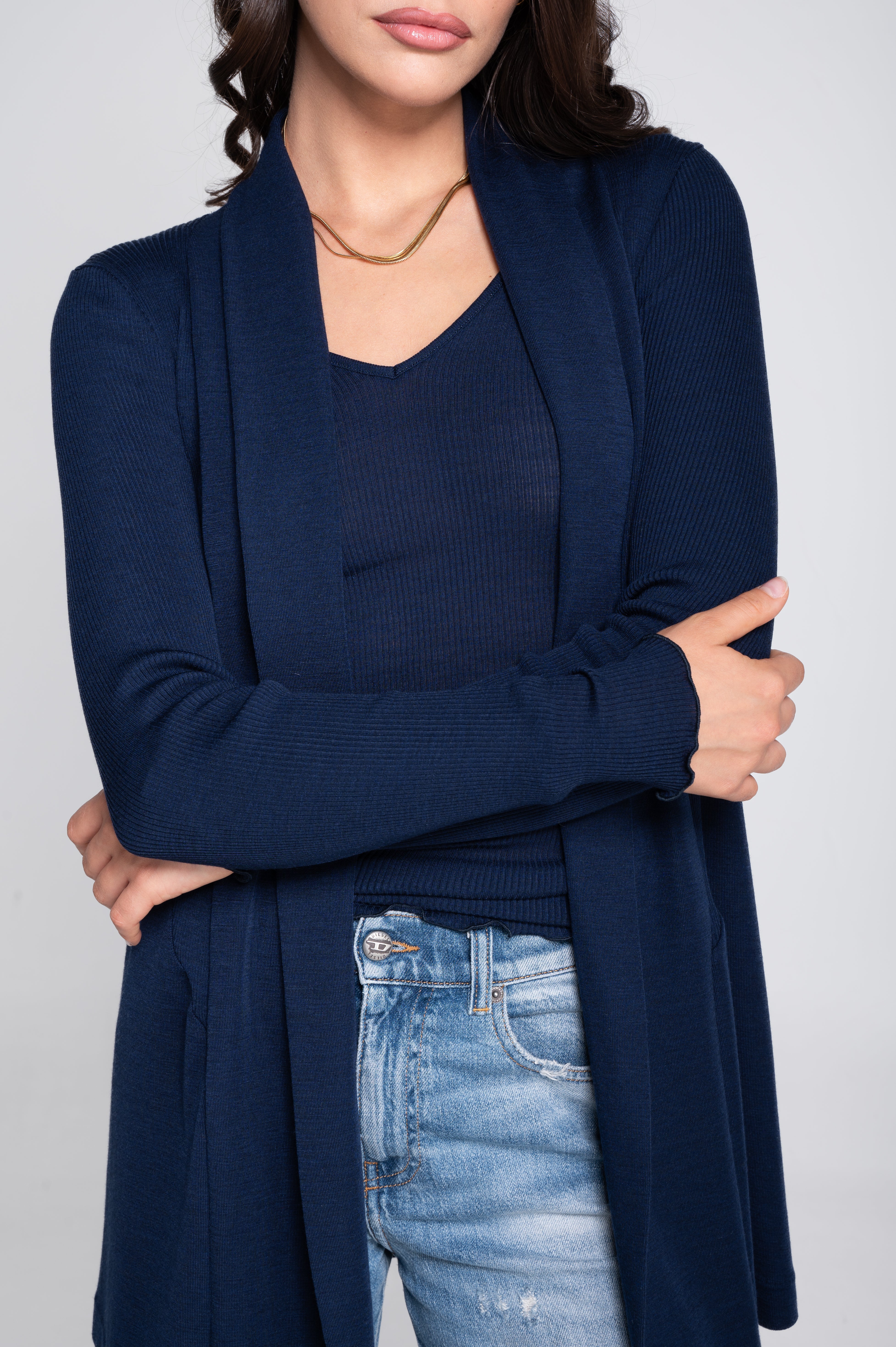 Wool and silk long sleeves cardigan 3463