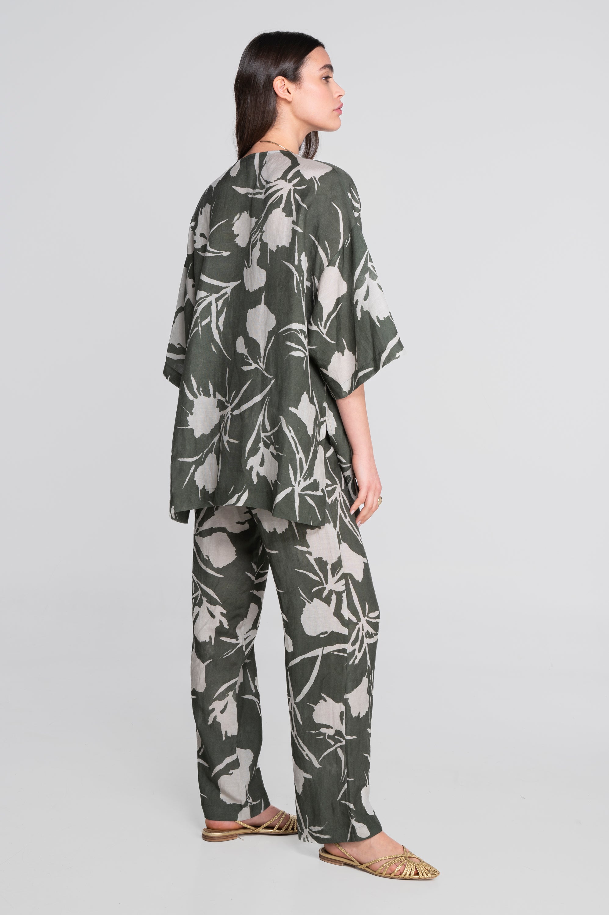 Pinted linen-viscose kimono 7553VL