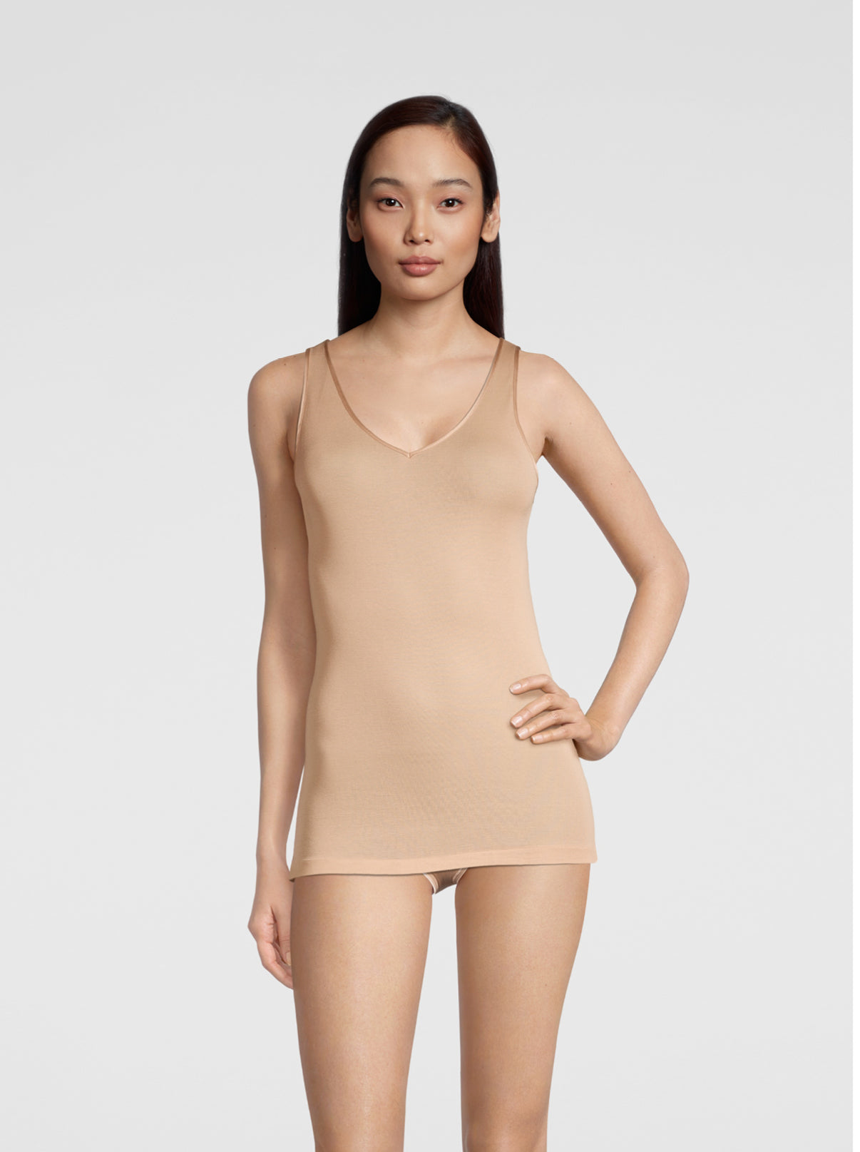 Filoscozia V neck Tank Top satin trimming 542 - Oscalito