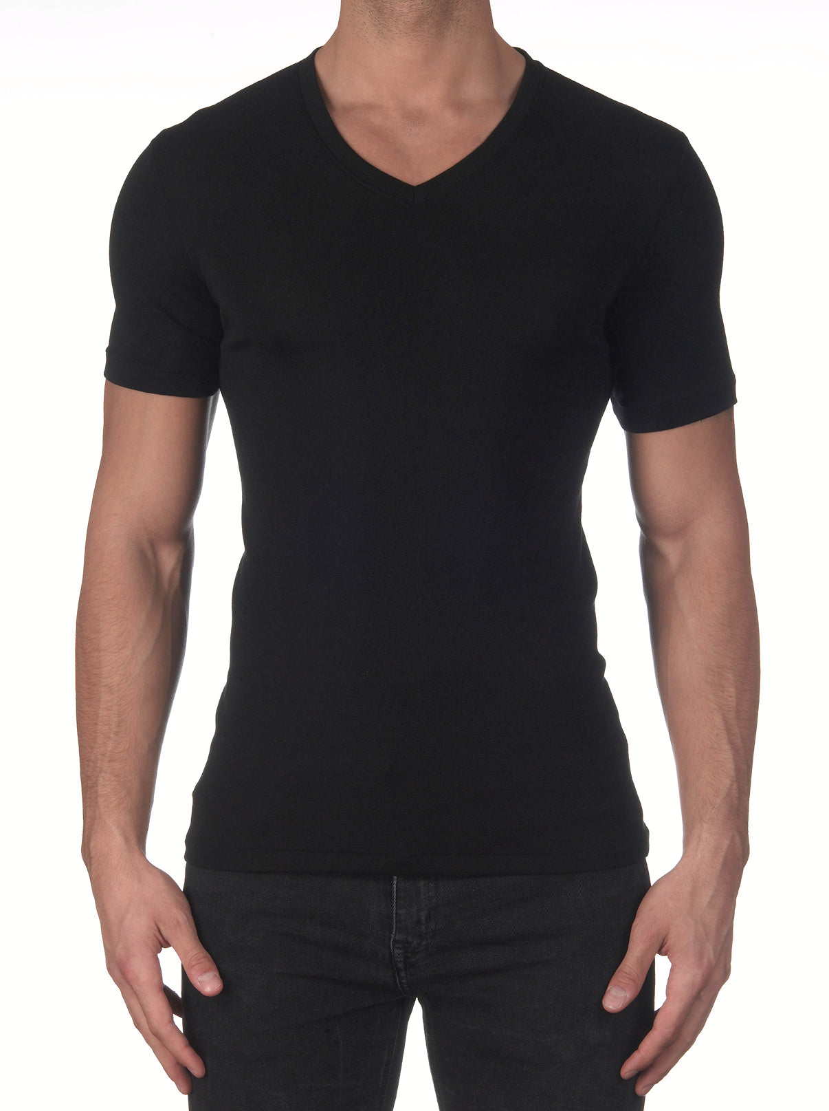 Wool and Silk V Neck T-Shirt 622 - Oscalito