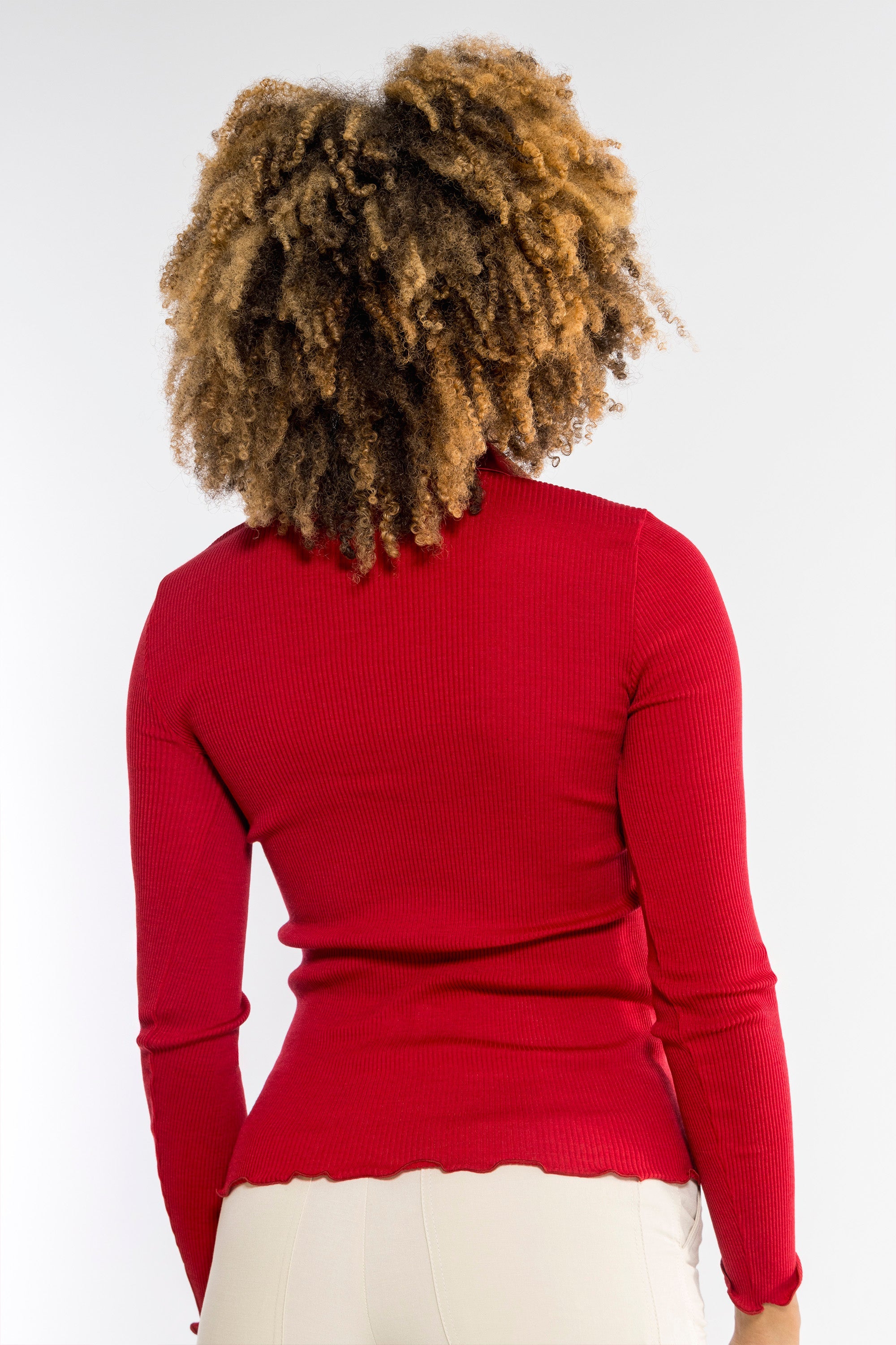 Wool and silk long sleeves shirt with satin opening 6350