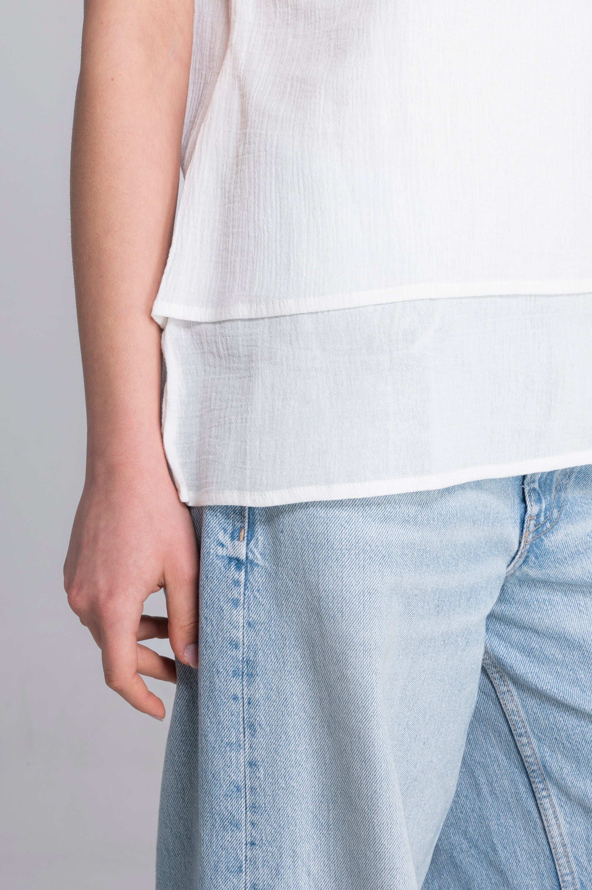 Layered cotton crêpe T-shirt 7541