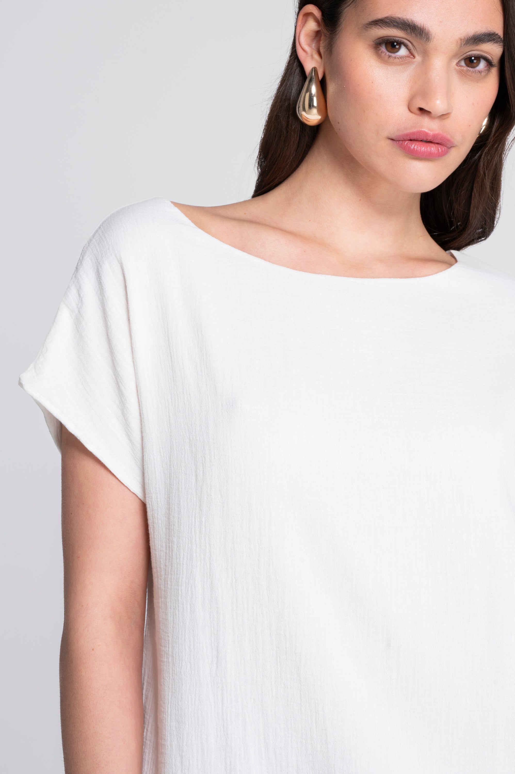 Layered cotton crêpe T-shirt 7541