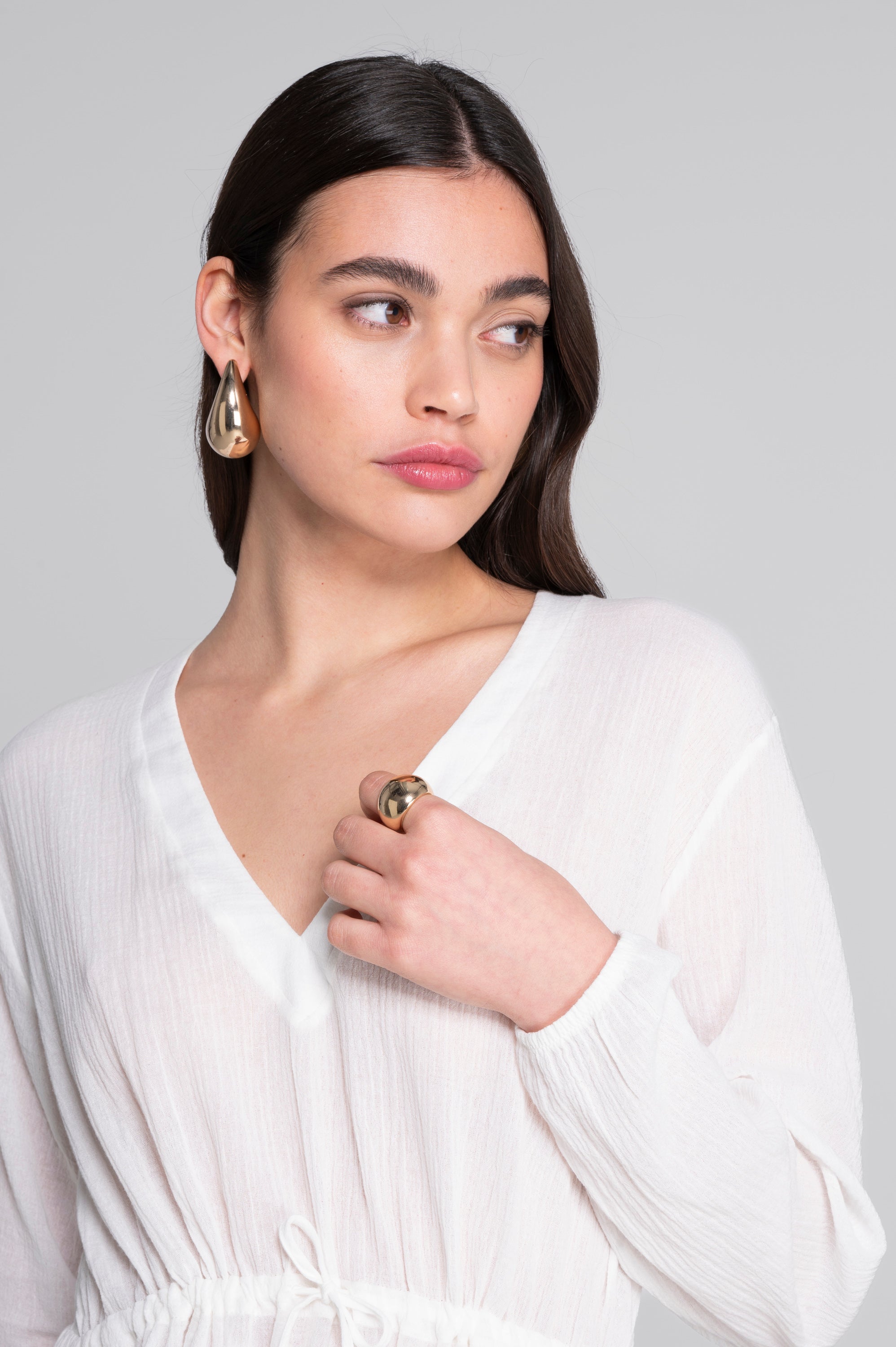 Drawstring blouse in cotton crêpe 7543