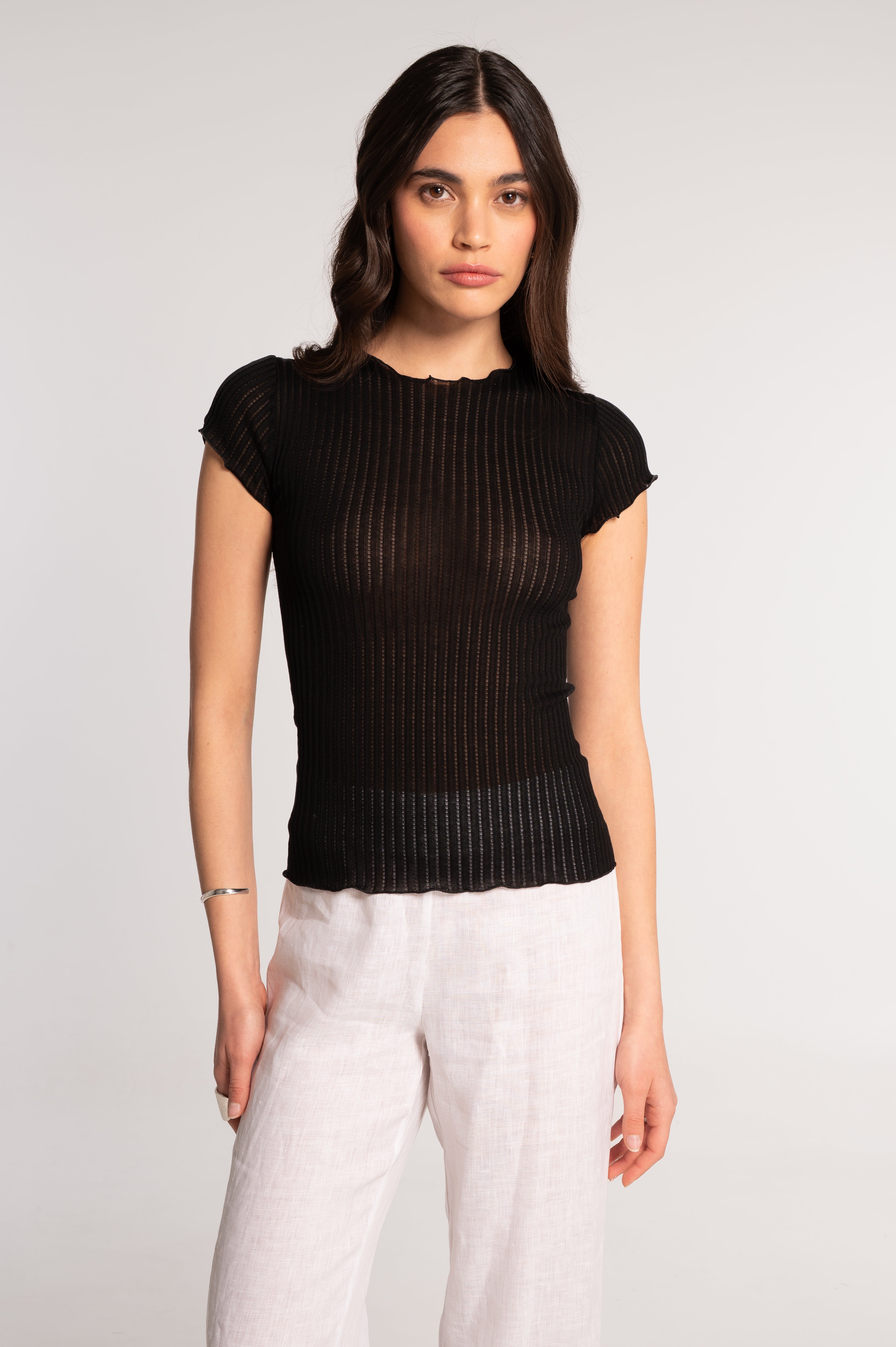 Short sleeves top in ajouré Filoscozia 3117