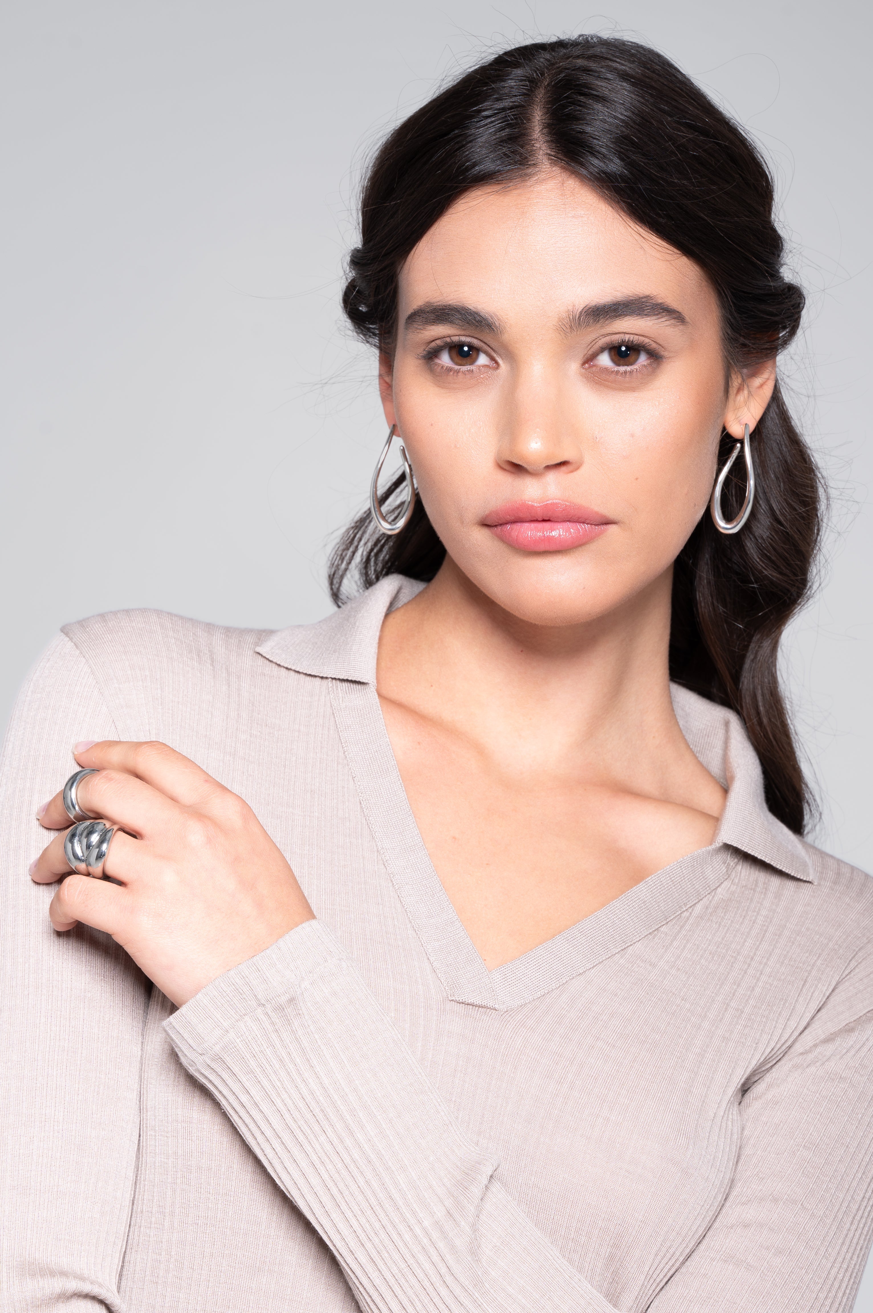 Wool and silk long sleeves polo shirt 7460