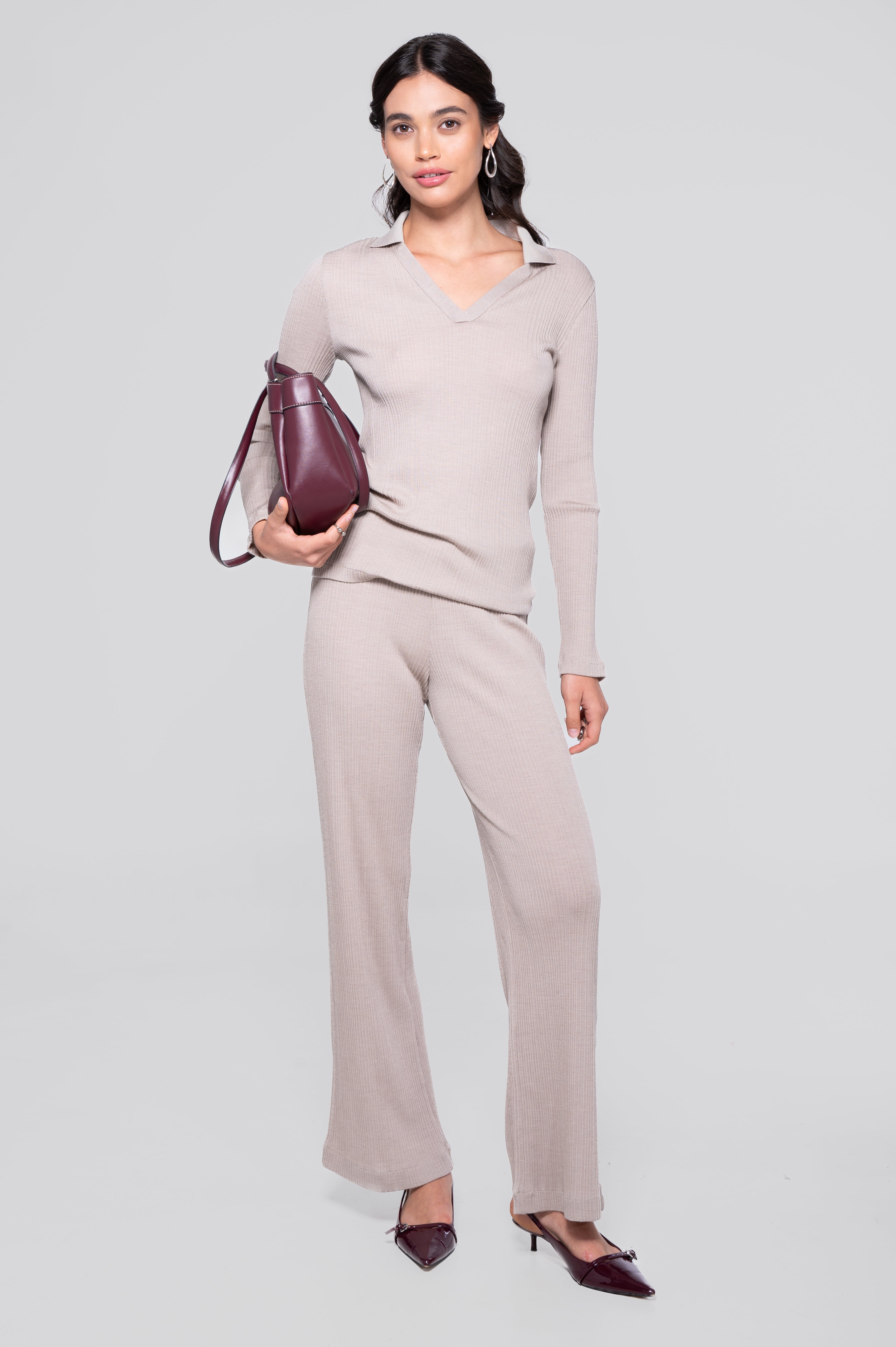 Wool and silk long sleeves polo shirt 7460