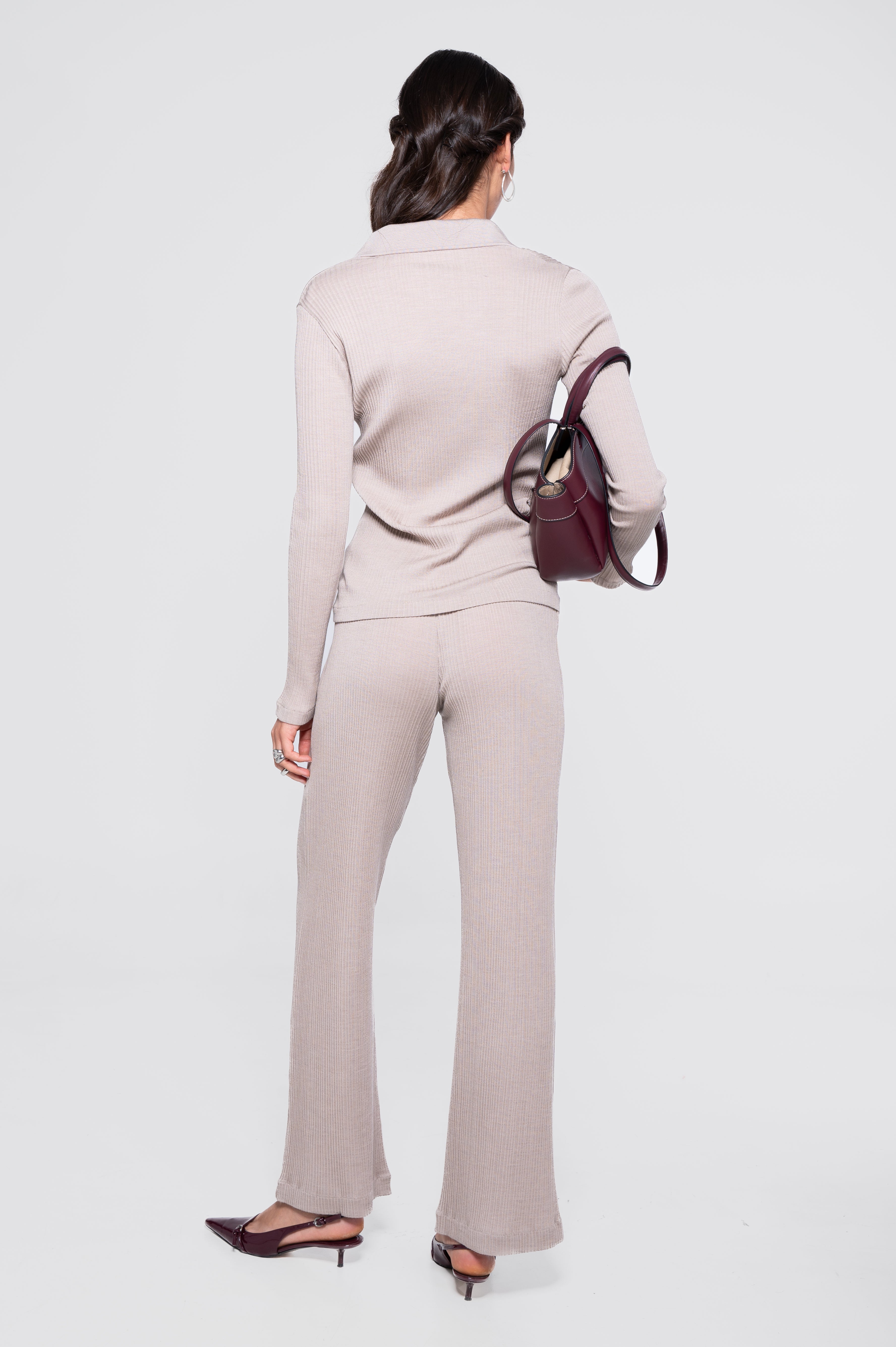 Wool and silk long sleeves polo shirt 7460