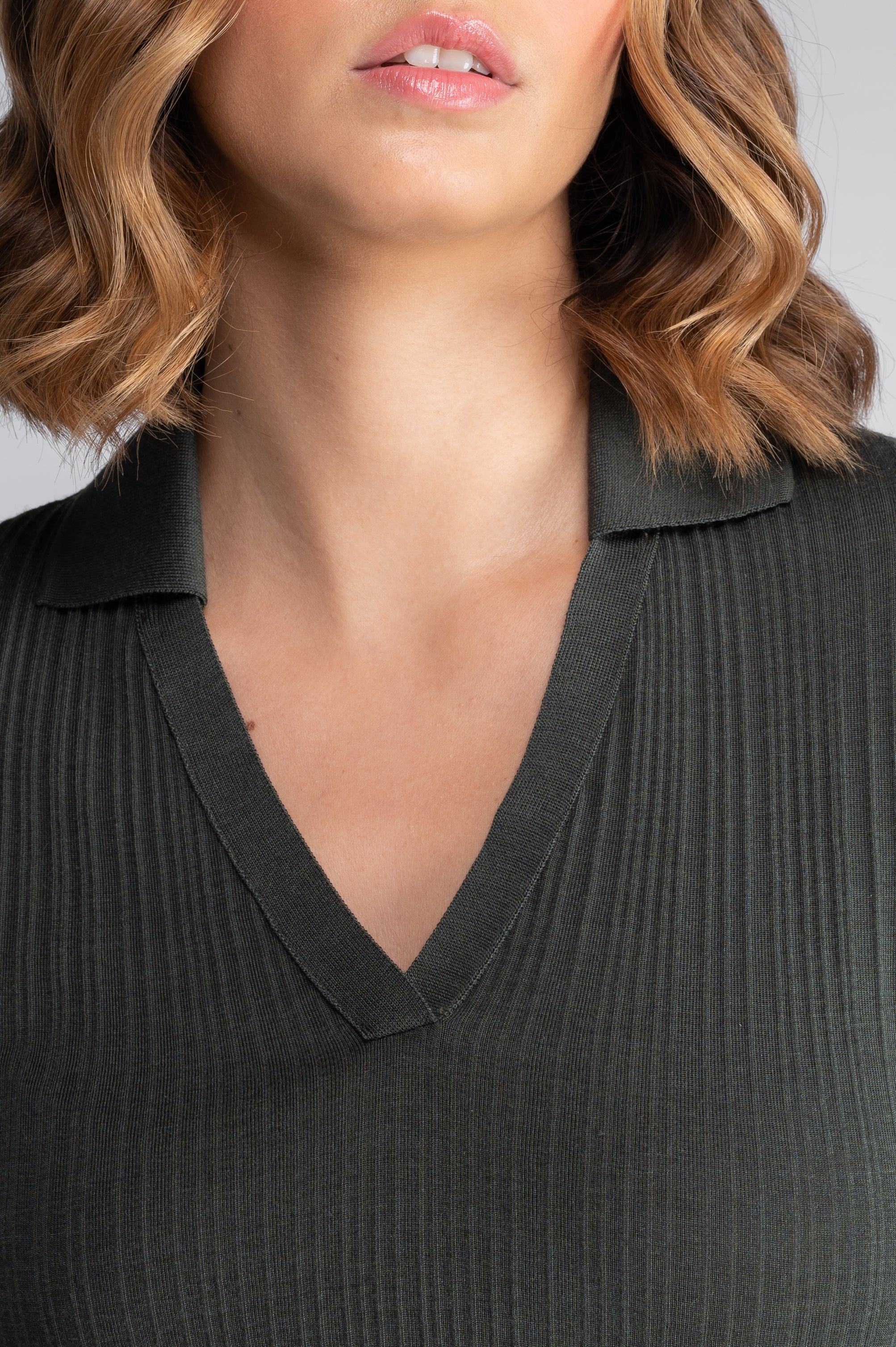 Wool and silk long sleeves polo shirt 7460