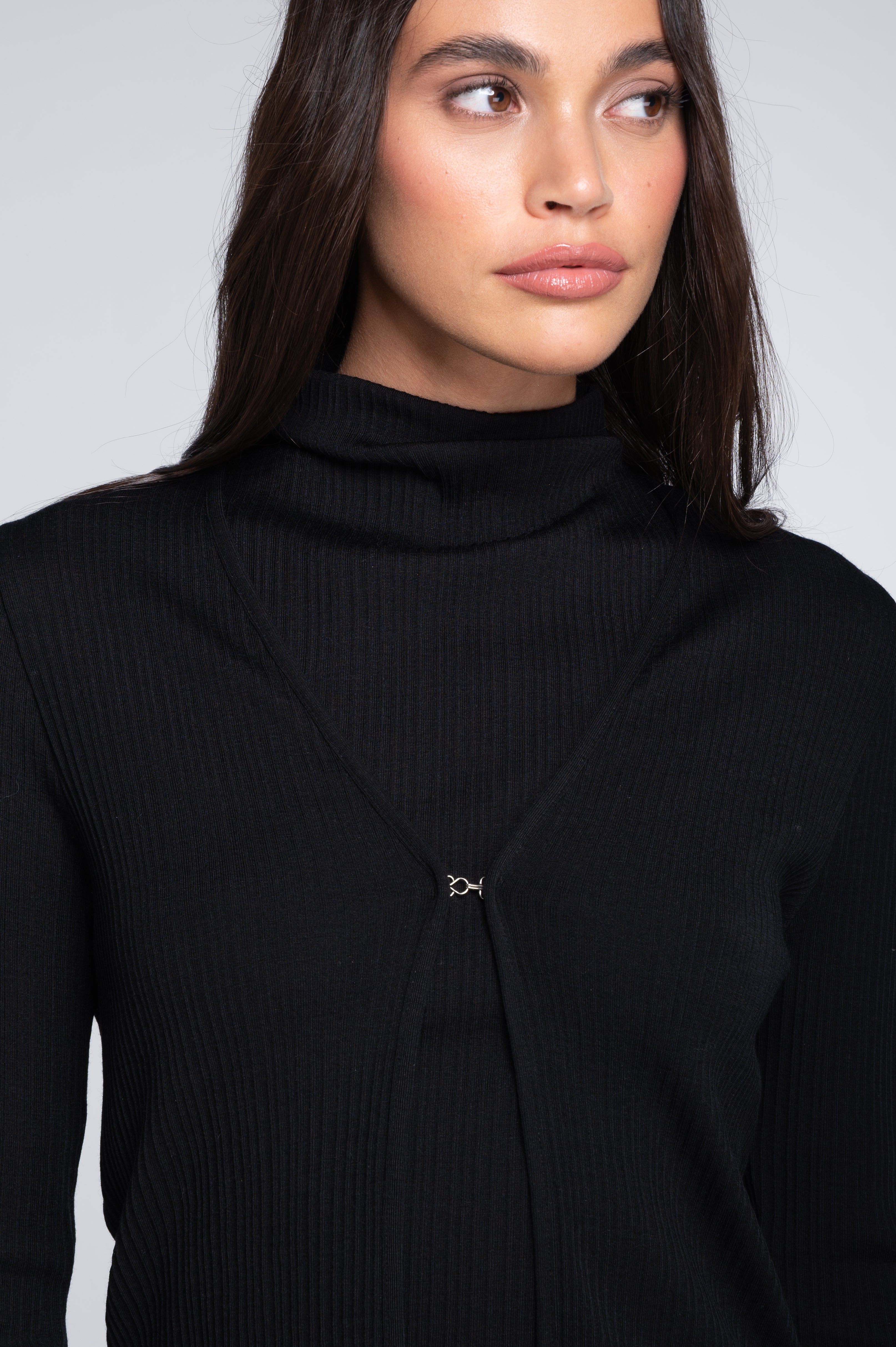 Wool and silk long sleeves cardigan with irregular rib 7464