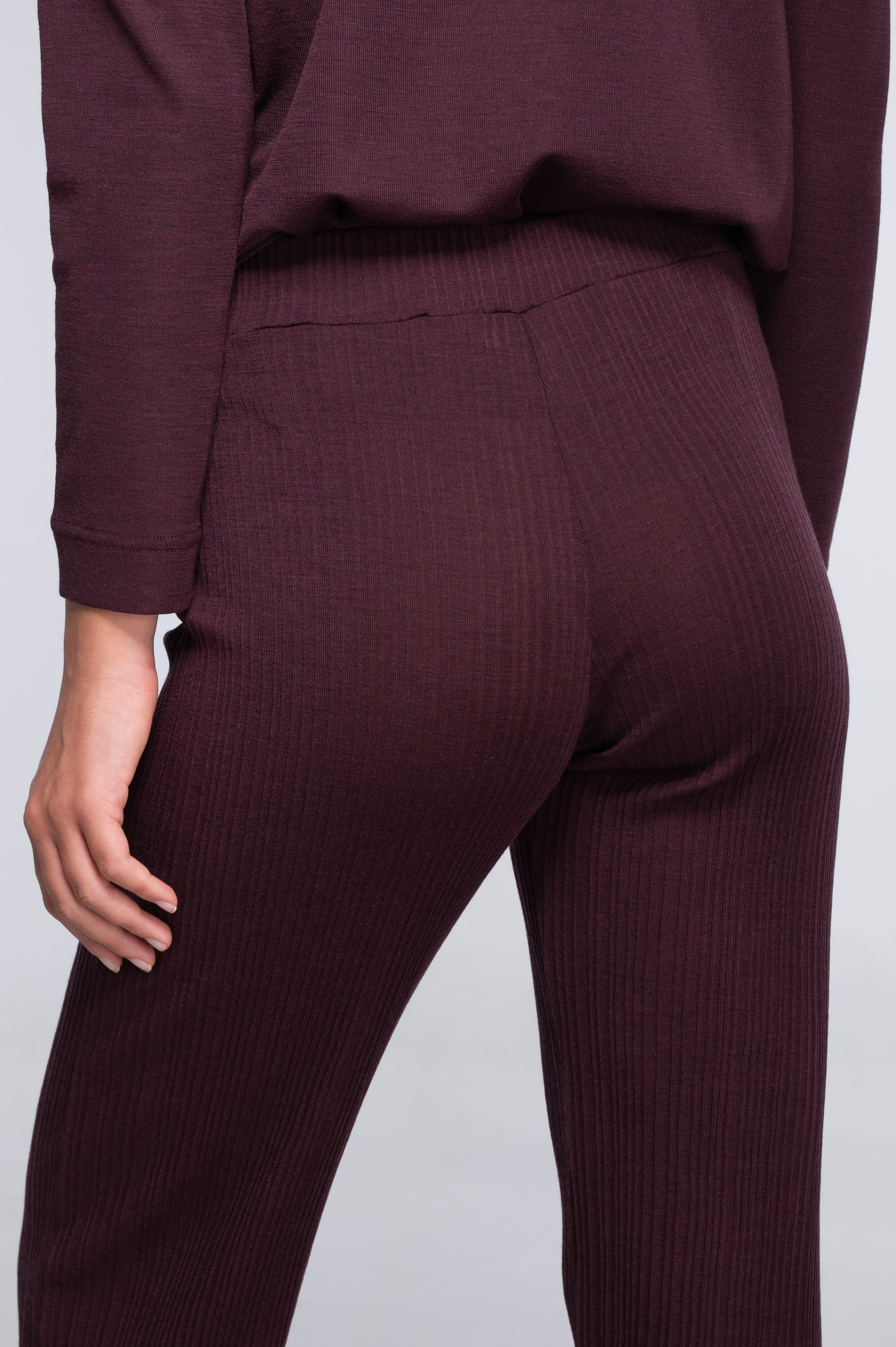 Wide-leg wool and silk trousers with irregular rib 7468