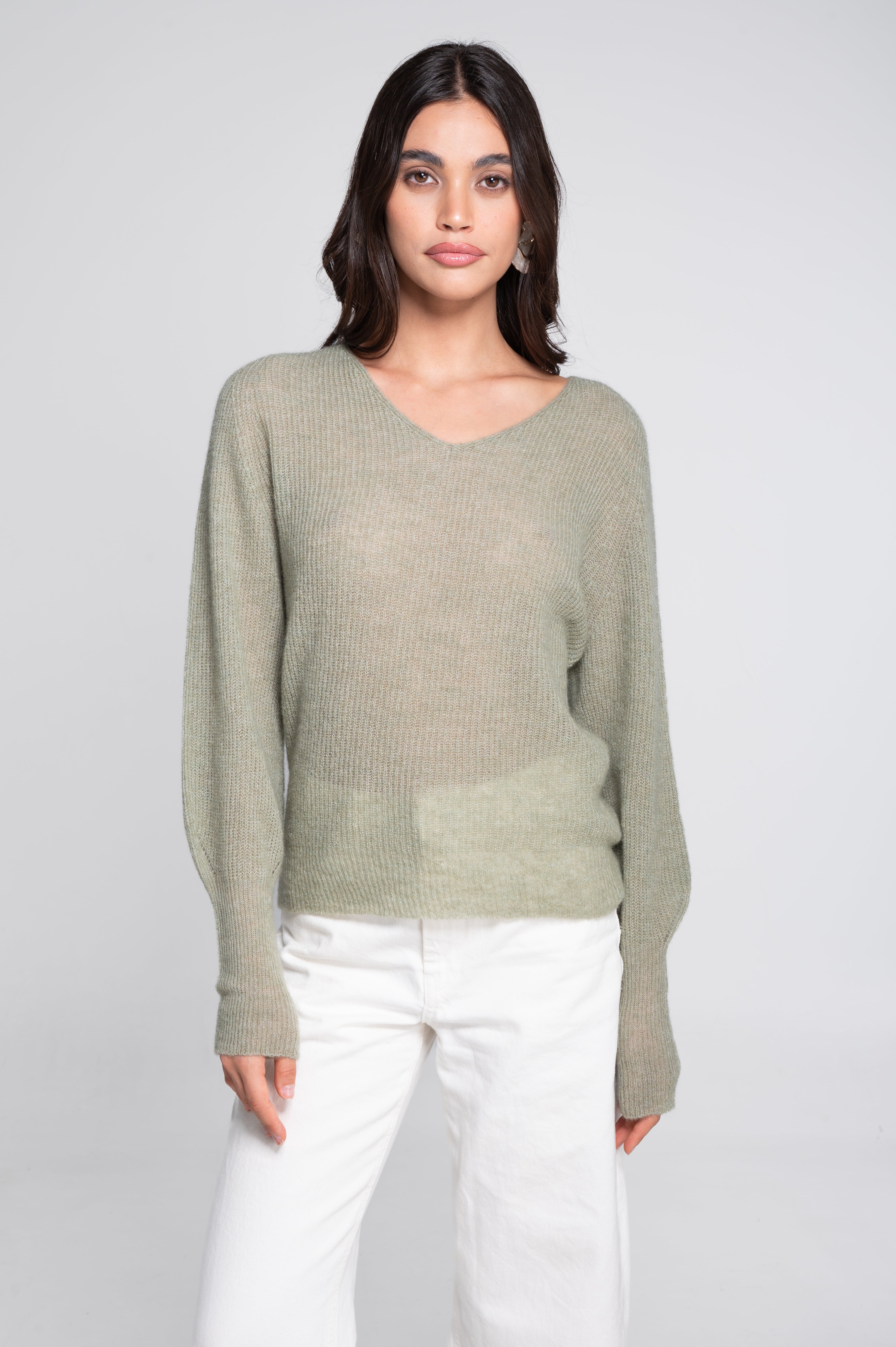 V neck pullover in alpaca 7483