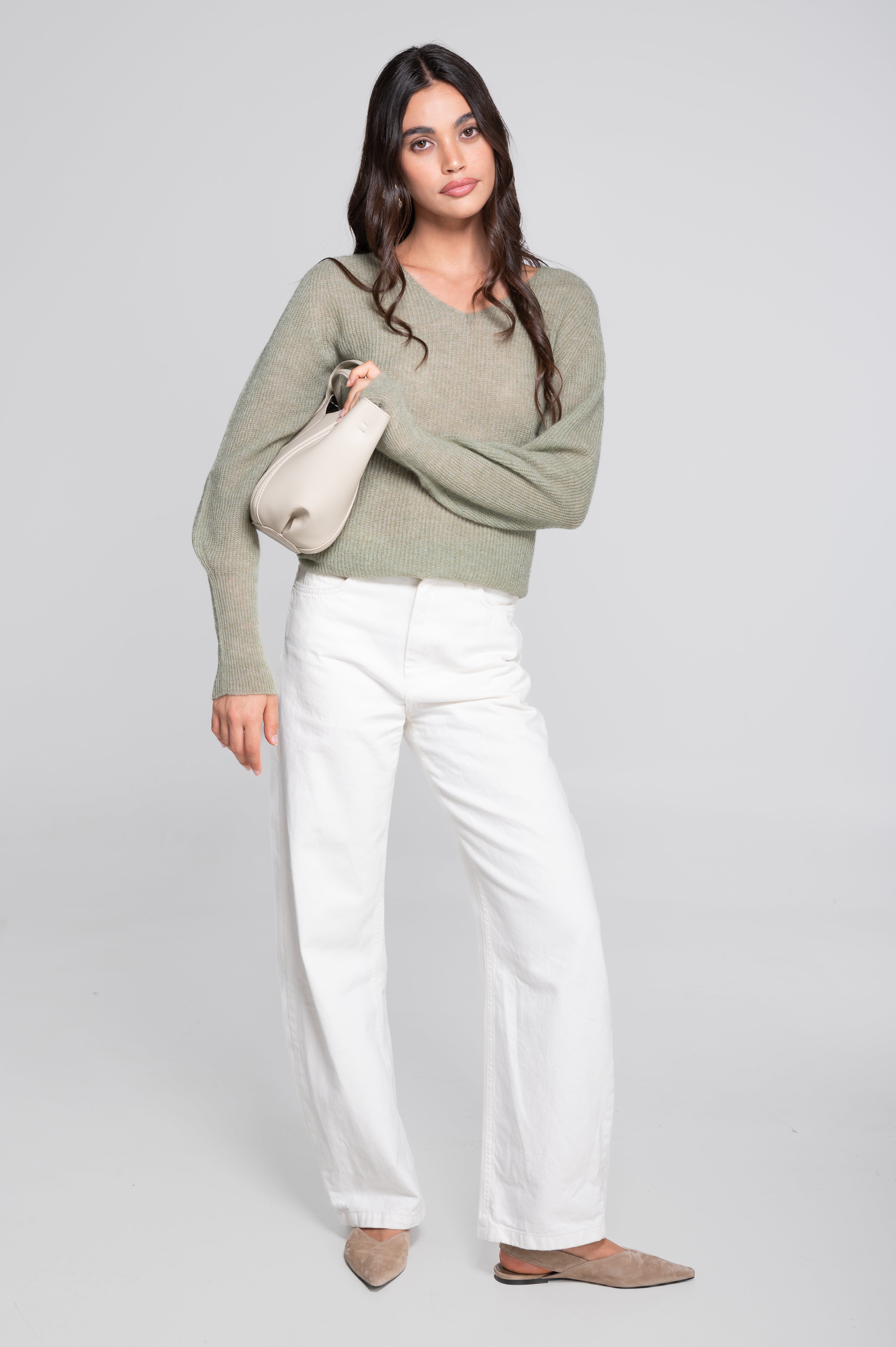 V neck pullover in alpaca 7483