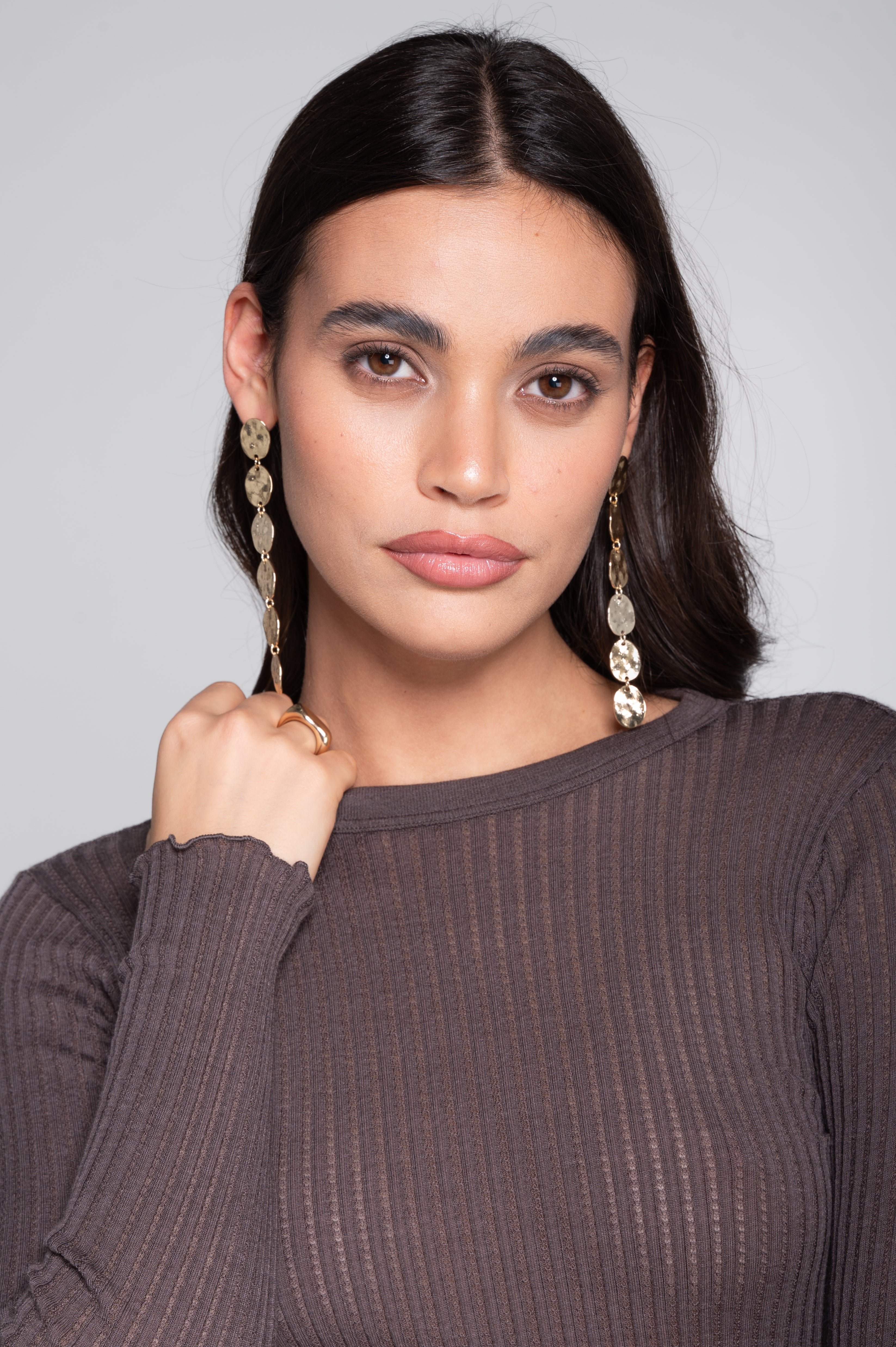 Long sleeves round neck shirt in ajouré wool and silk 7496