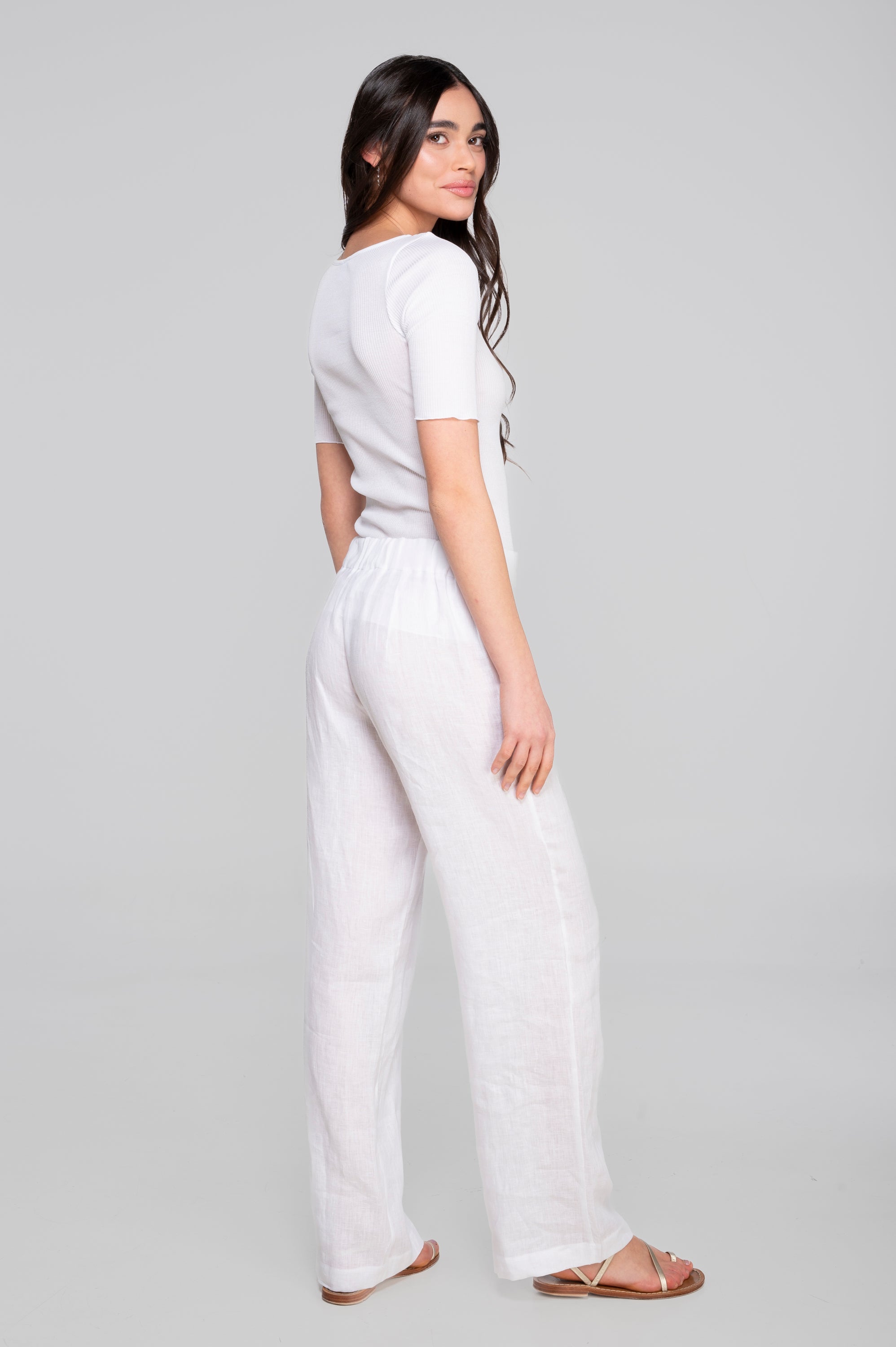 Filoscozia short sleeve ribbed top with chantilly lace 7526