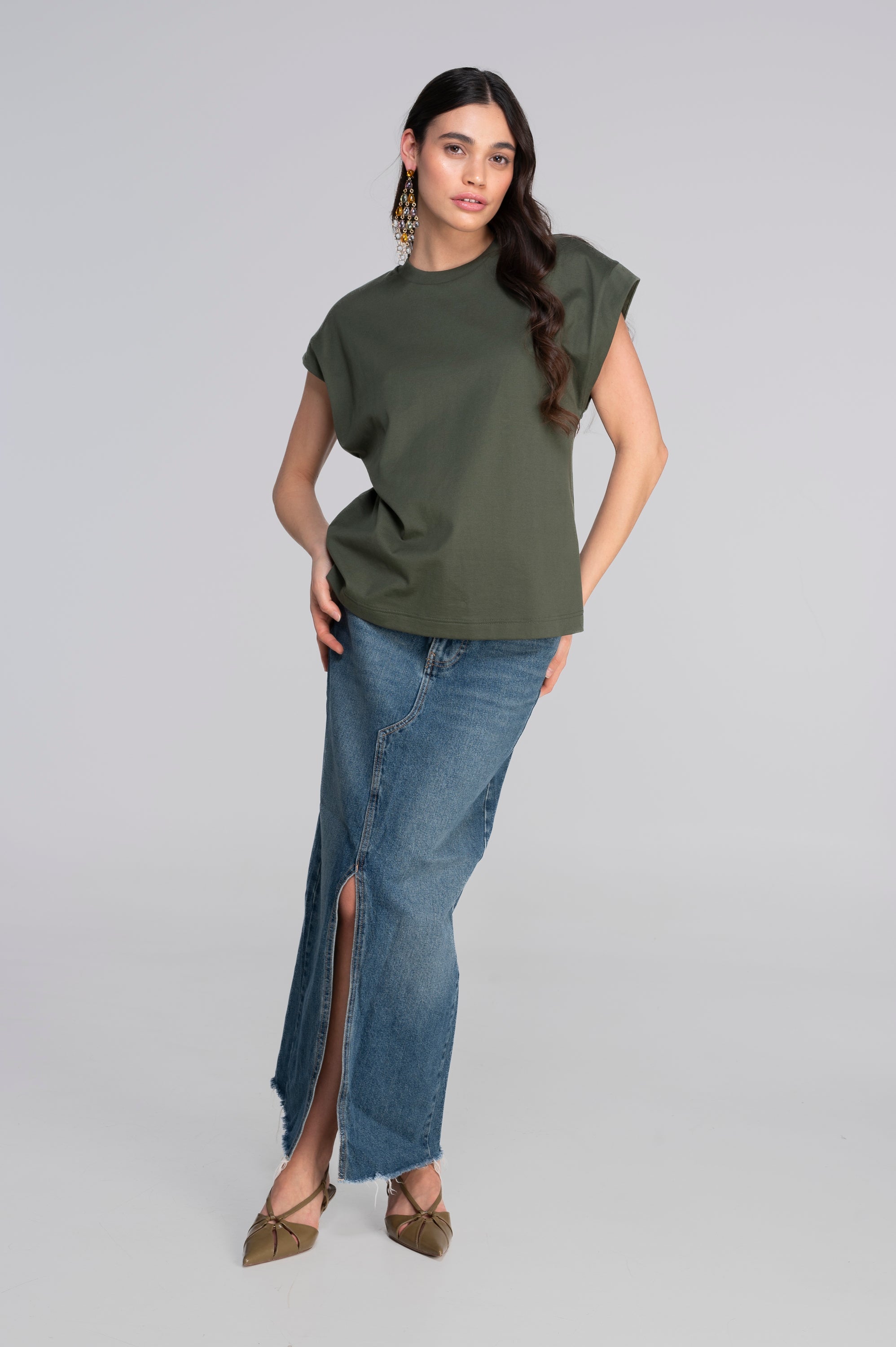 T-shirt with kimono sleeves in heavyweigh jersey cotton 7570