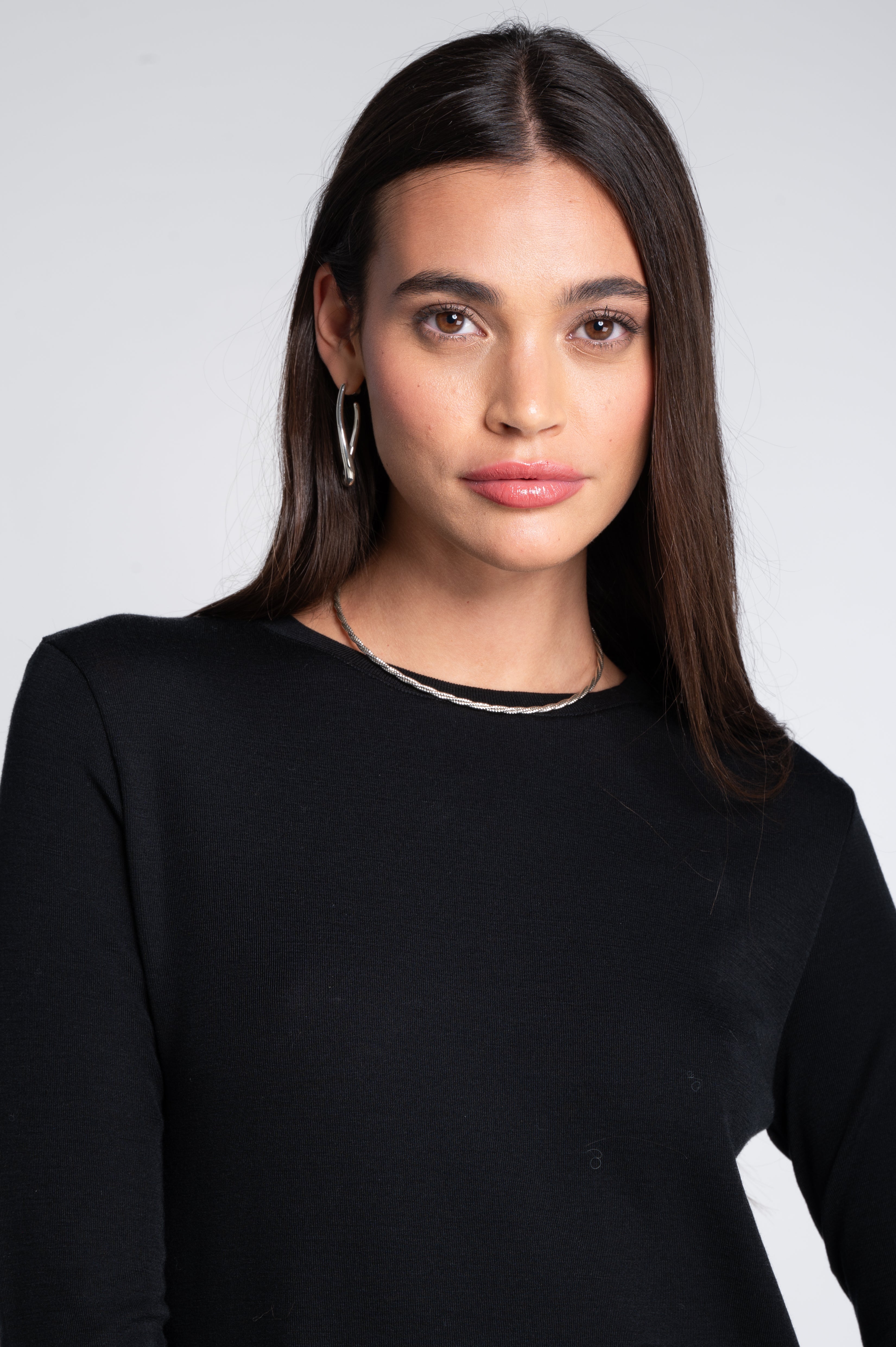 Wool and silk long sleeves roundneck shirt 7637