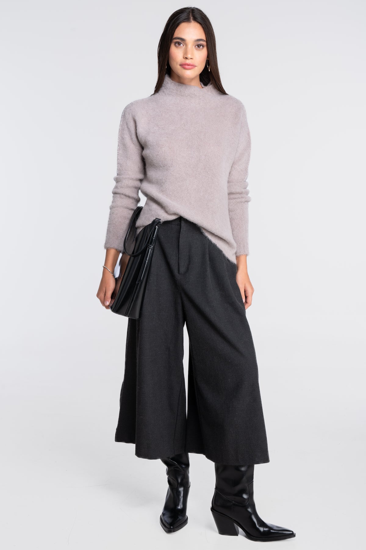 Mock neck pullover in alpaca blend 7666