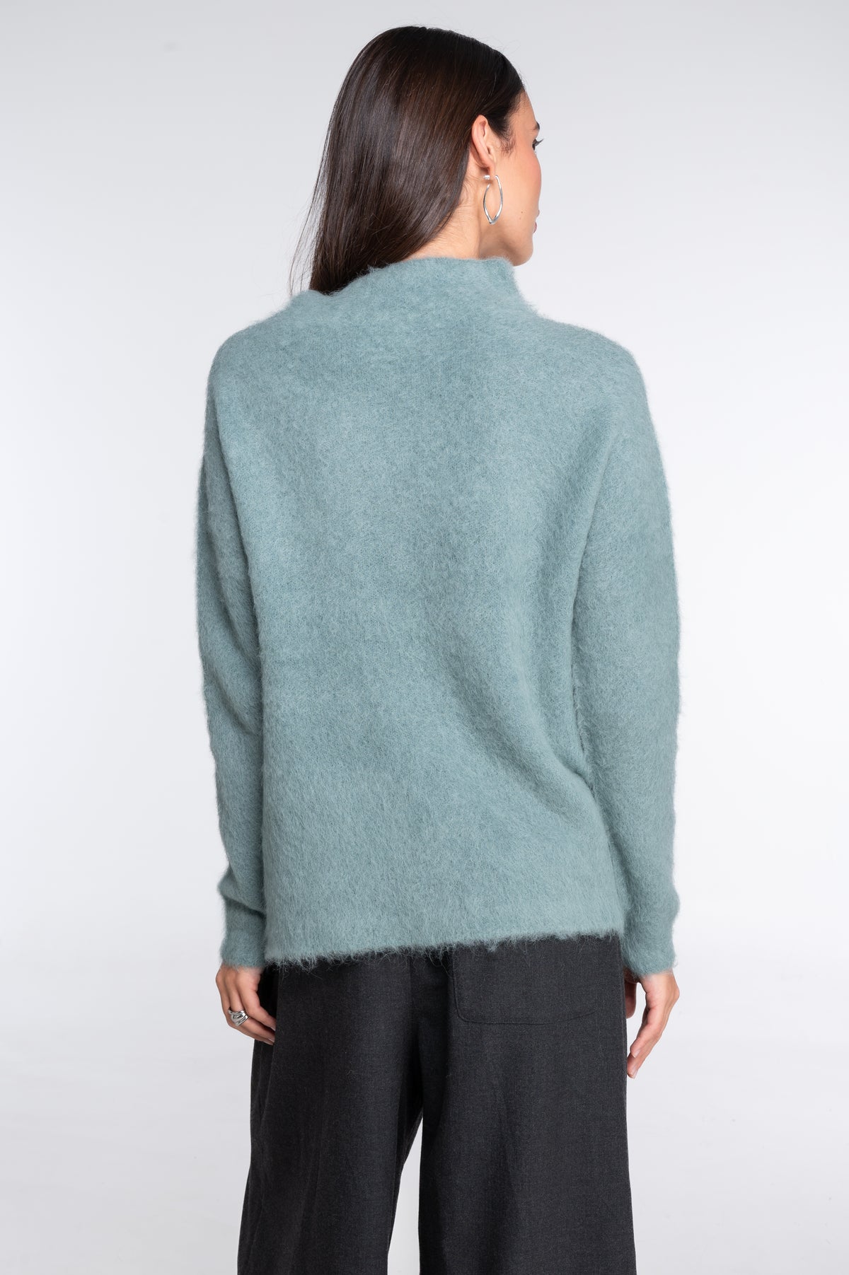 Mock neck pullover in alpaca blend 7666